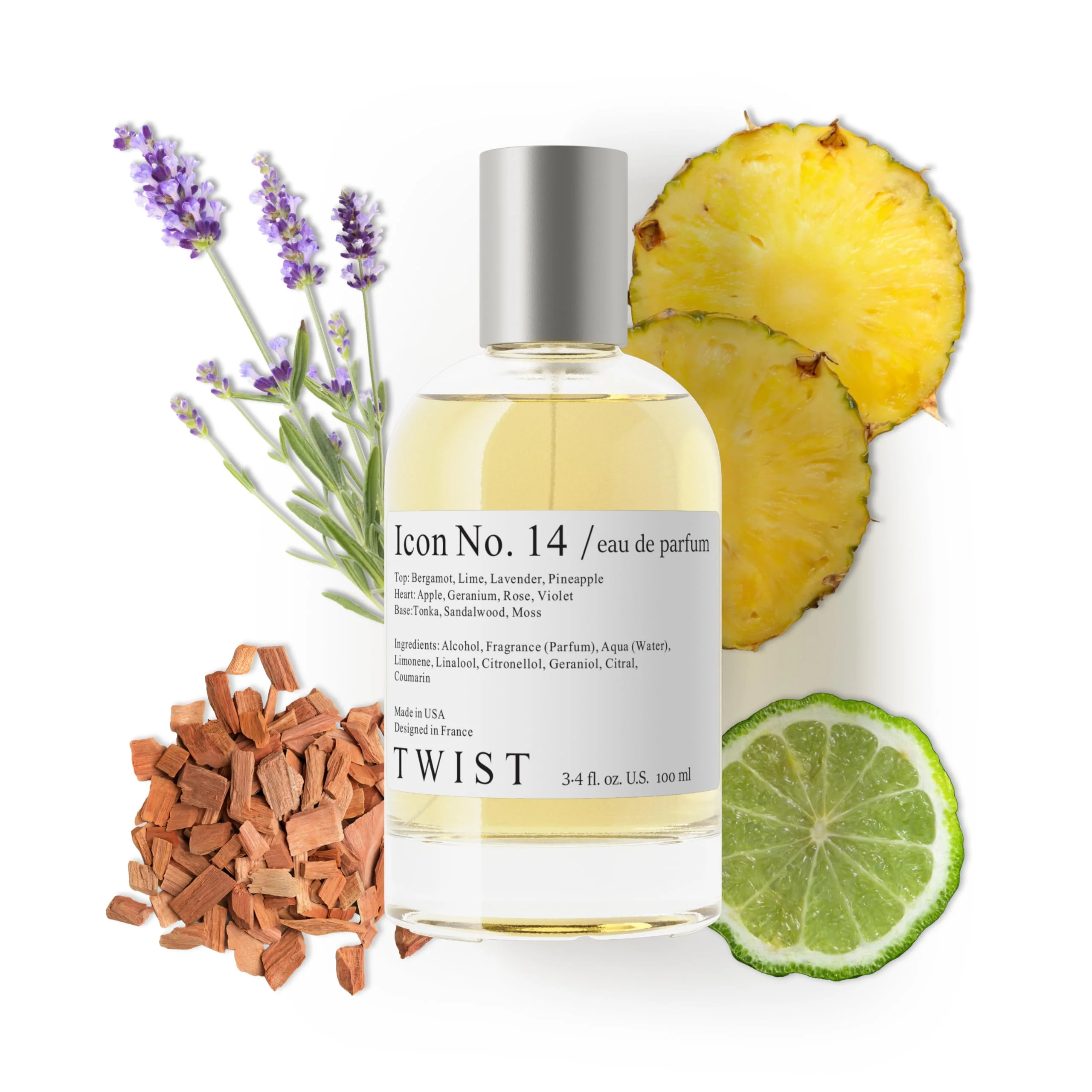 Original Twist Icon No. 14 - Inspired by Legend M. Blanc Long-Lasting Perfume for Men Vegan Clean Ingredients Bergamot Pineapple Fragrance - Spray 100 ml