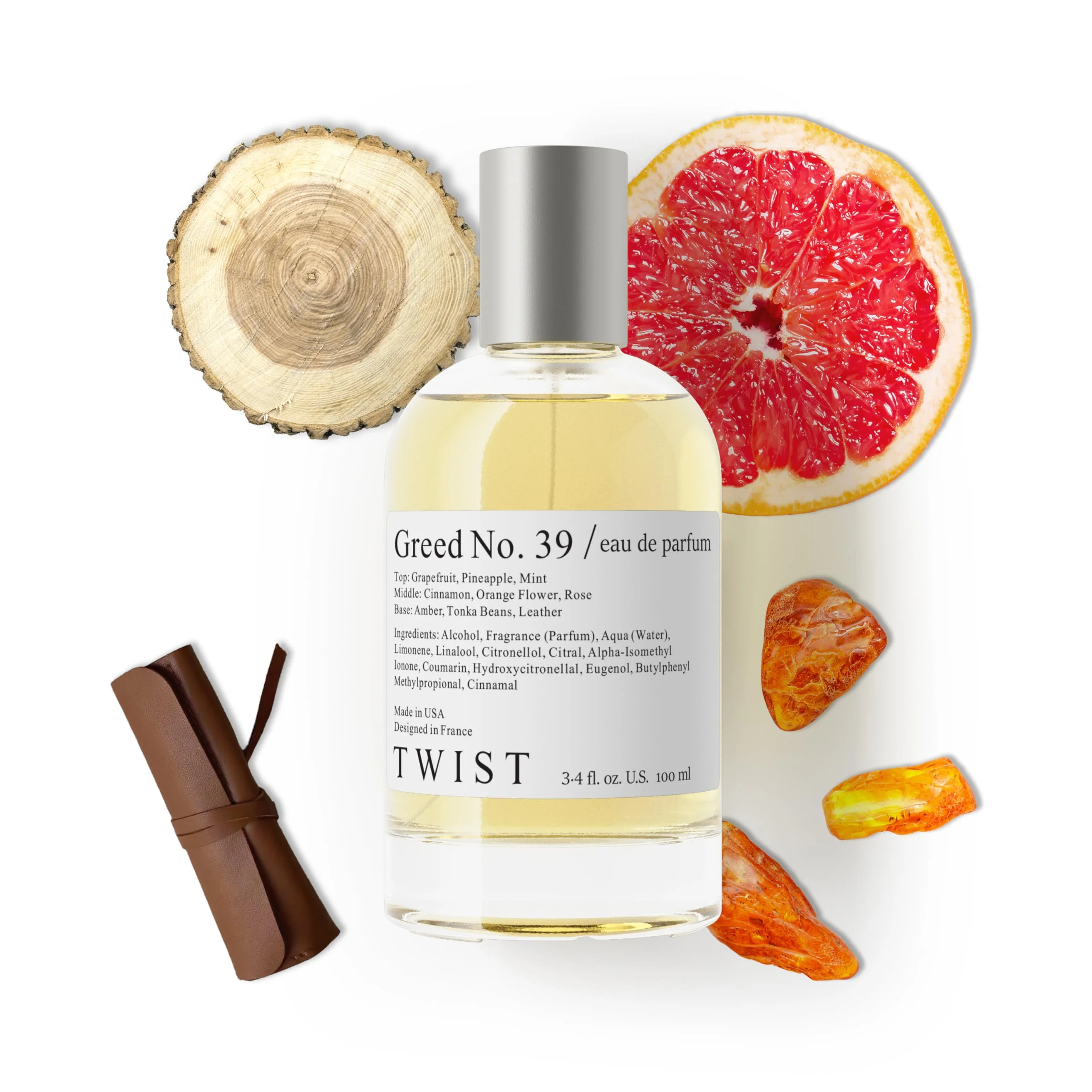Durable Twist Greed No. 39 - Eau De Parfum Inspired by P. R. One Million Long-Lasting Perfume for Men Mandarin Cinnamon Vegan Clean Ingredients Secure