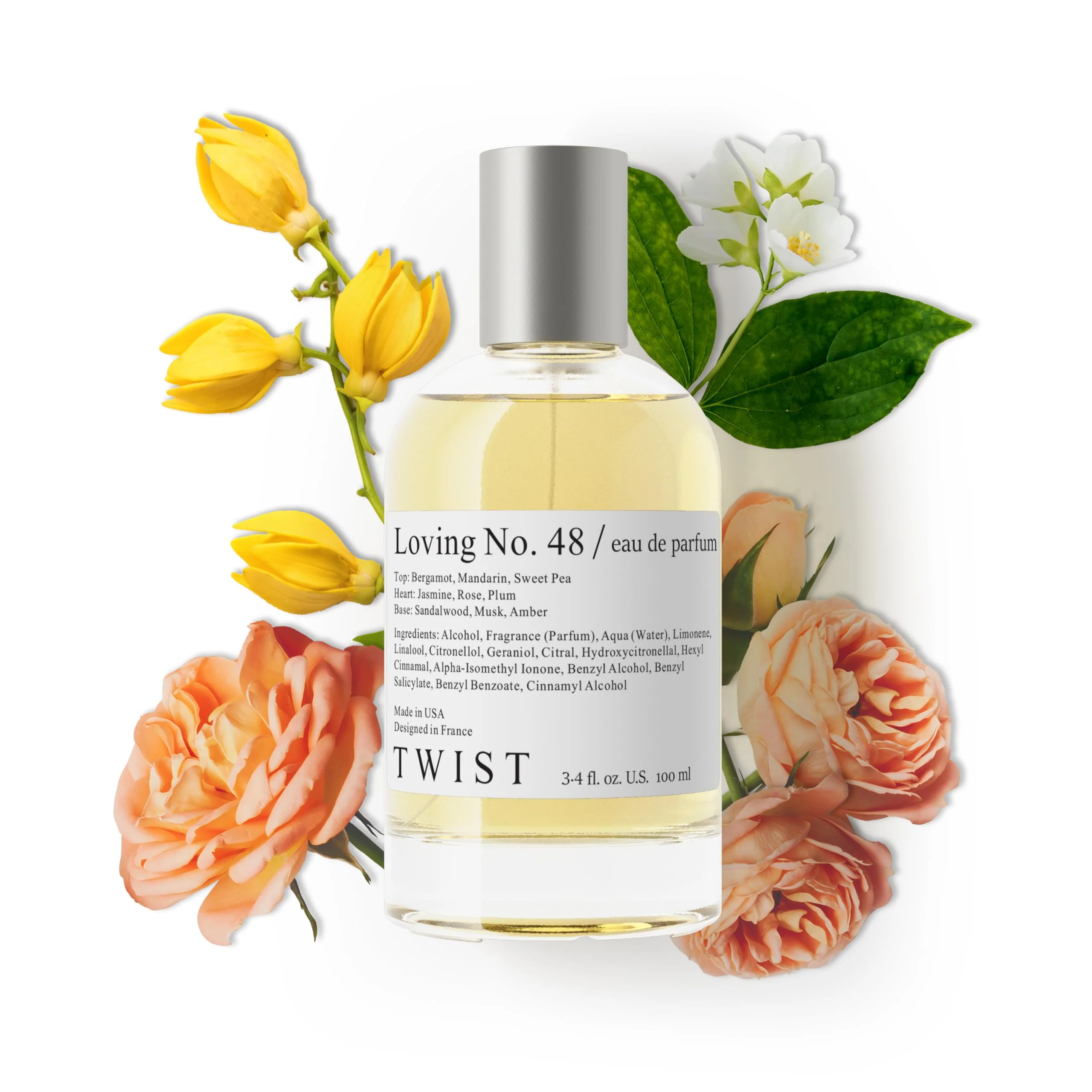 Twist Loving No. 48 - Inspired by D. J'a.d.o.r.e. Long-Lasting Perfume For Women Vegan Clean Ingredients Jasmine Fruity Fragrance - Spray 100 ml Effective