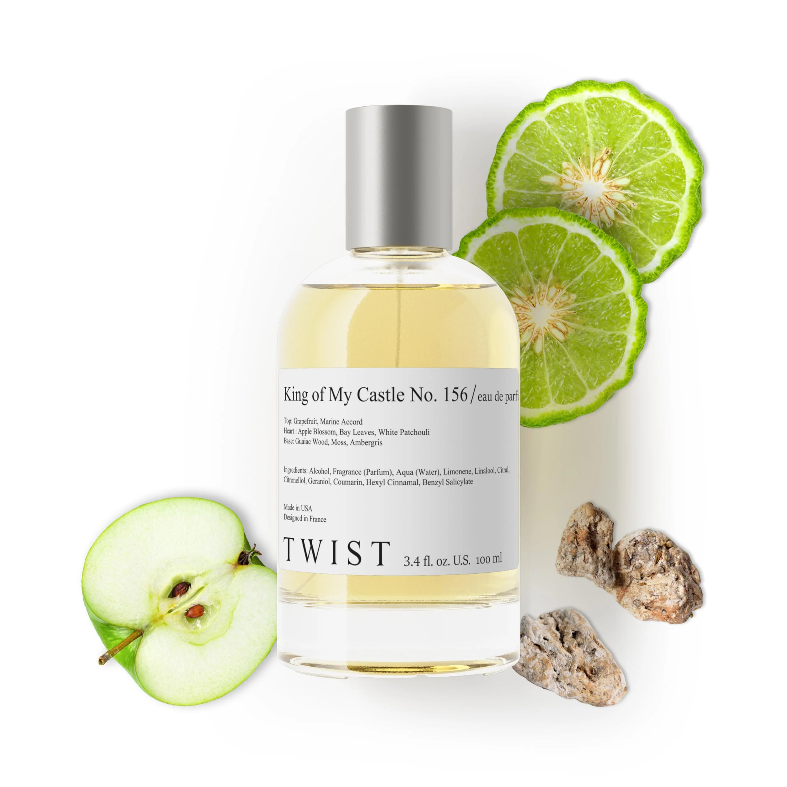 Easy-to-Use Twist King of My Castle No. 156 - Eau De Parfum Inspired by Ras. Hawas Long-Lasting Perfume For Men Ambergris Apple Vegan Clean Ingredients Relaxed