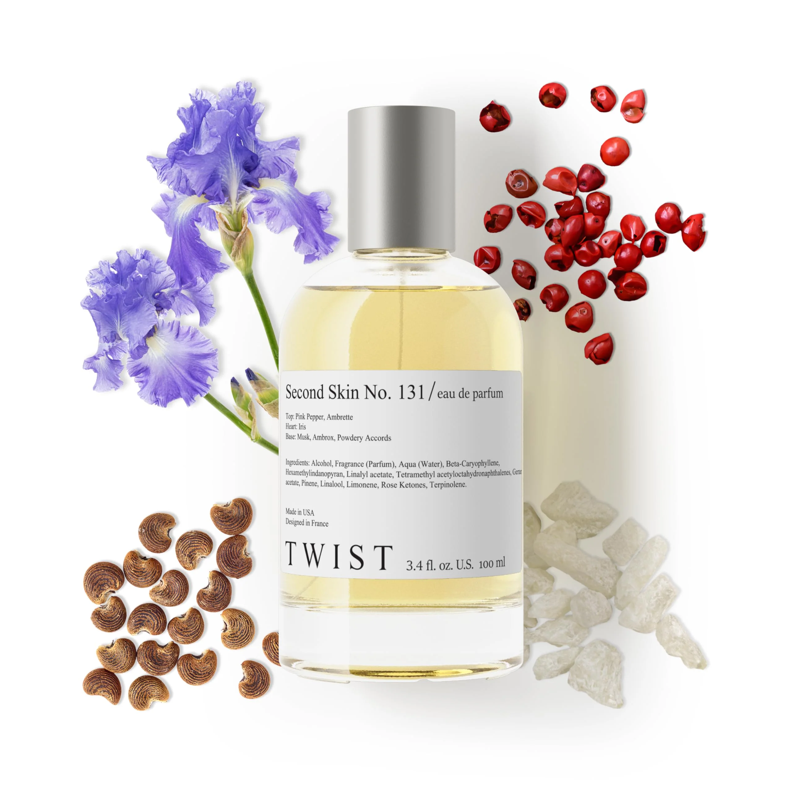 Lightweight Twist Second Skin No. 131- Inspired by Gloss. You Long-Lasting Perfume for Women Vegan Clean Ingredients Wood Powder Fragrance - Spray 100 ml High-End