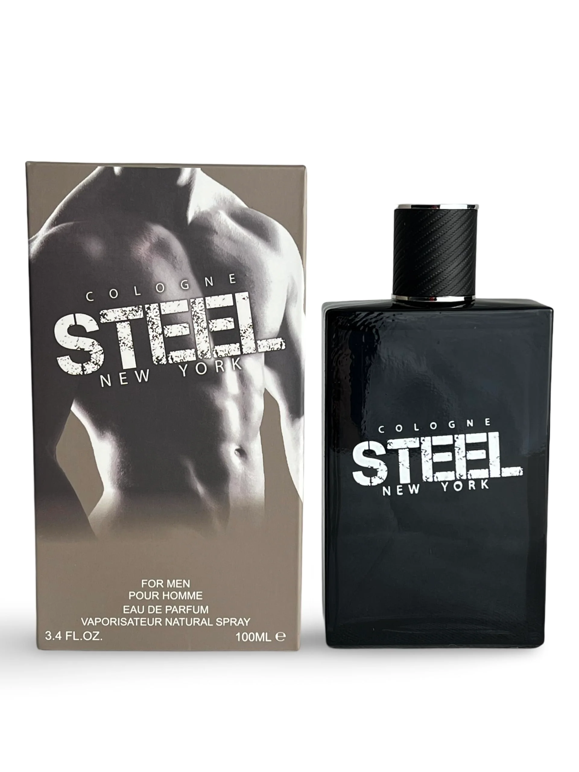 Flexible United Scents Cologne STEEL New York Eau de Parfum for Men 3.4 Fl Oz Grapefruit Bergamot Pepper Ginger Sage Lavender Wood Moss Suede Fine