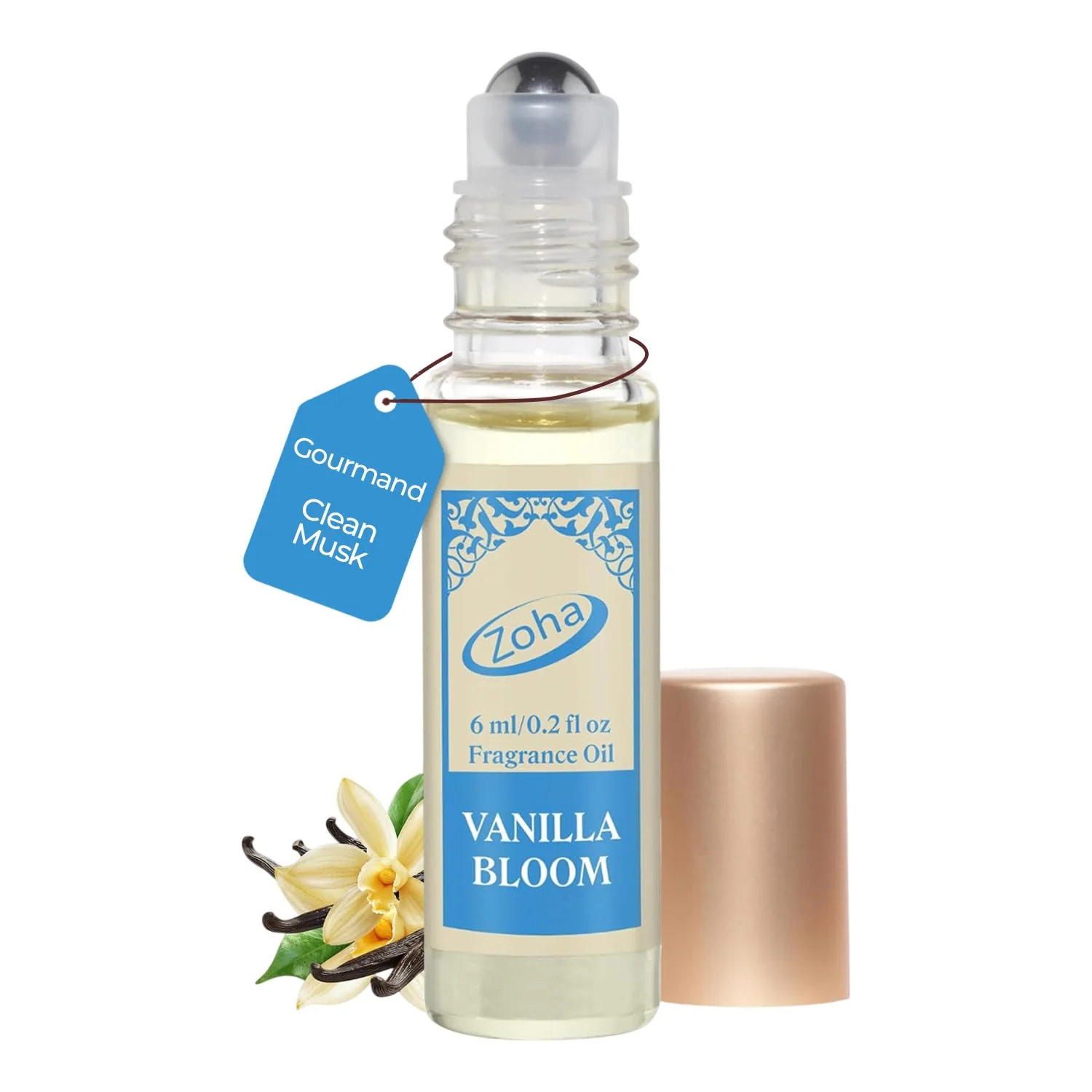 Luxury Zoha Vanilla Bloom Roll on Perfumes for Women Men Alcohol- Vanilla Perfume Oil Travel Size Long Lasting Fragrance 6ml Roller Durable