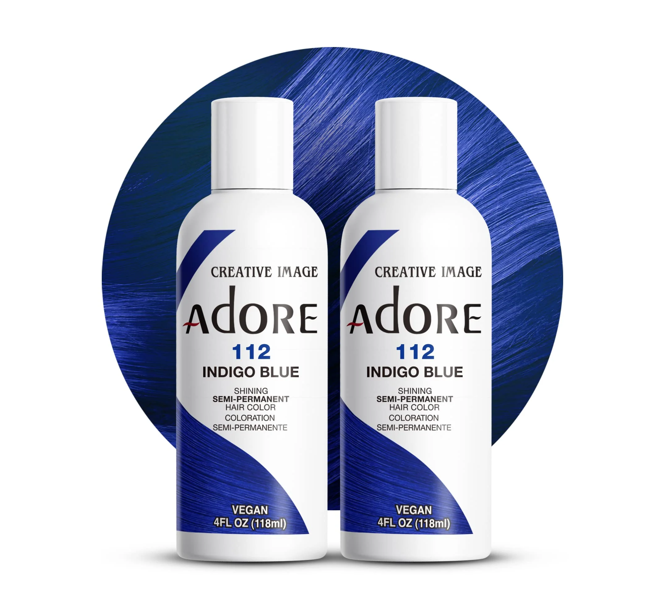 Elegant Adore Semi Permanent Hair Color 112 Indigo Blue 2 Pack Vegan Cruelty- Blue Hair Dye No Ammonia No Peroxide No Alcohol 4 Fl Oz Excellent