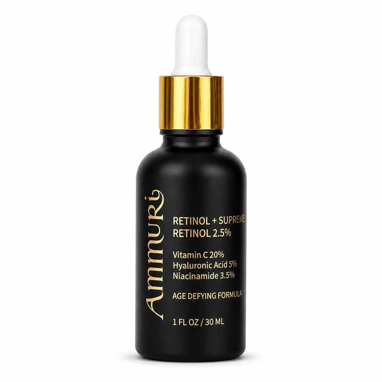 Fast Ammuri Retinal Supreme Anti-Aging Face Serum - Retinal Hyaluronic Acid Vitamin C Serum for Skin Care - Powerful Triple Combination for Youthful Efficient
