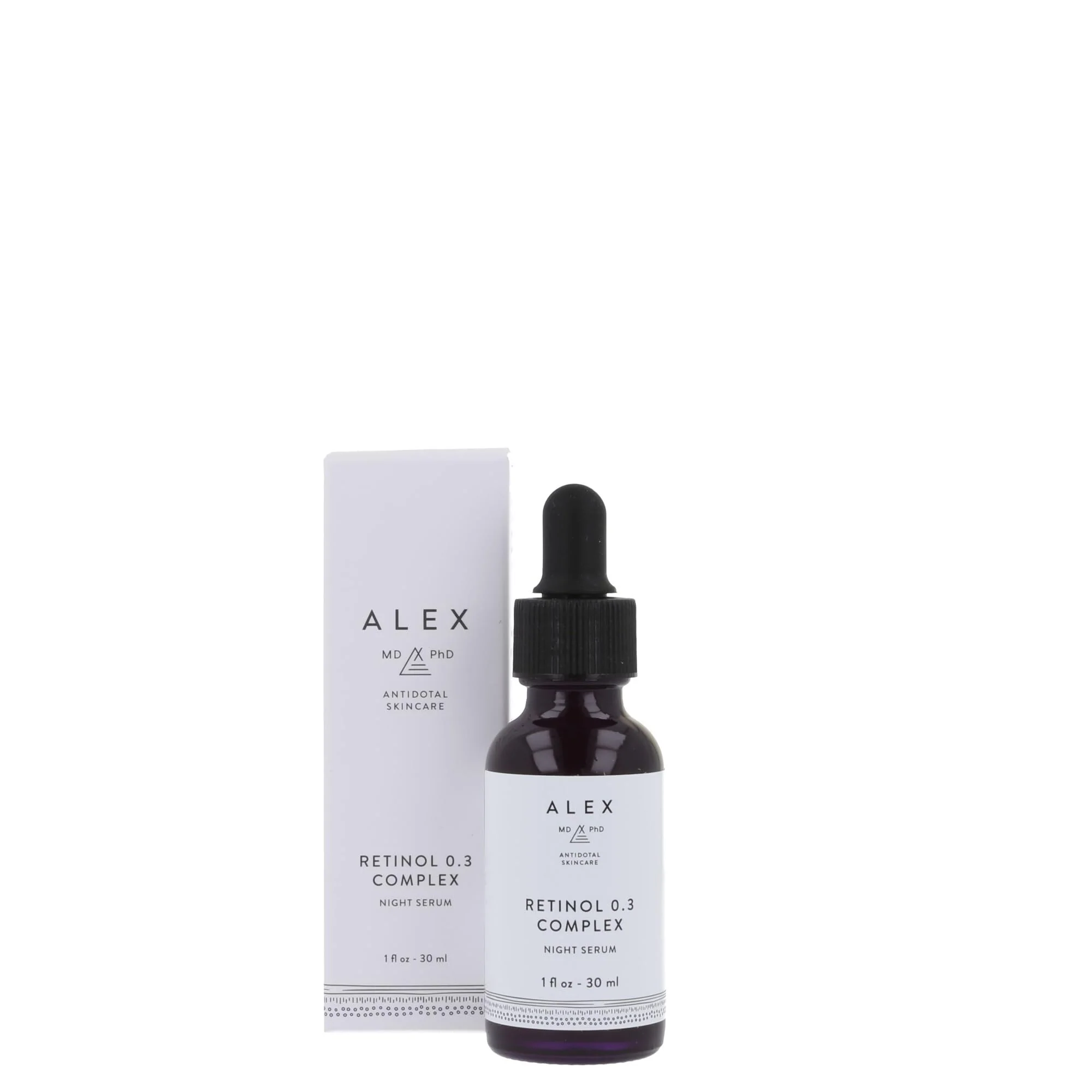 Durable Alex MD PhD Retinol 0.3 Complex Serum with Bakuchiol Niacinamide Hyaluronic Acid - Anti-Aging Face Serum for Fine Lines Wrinkles Uneven Tone Minimalist