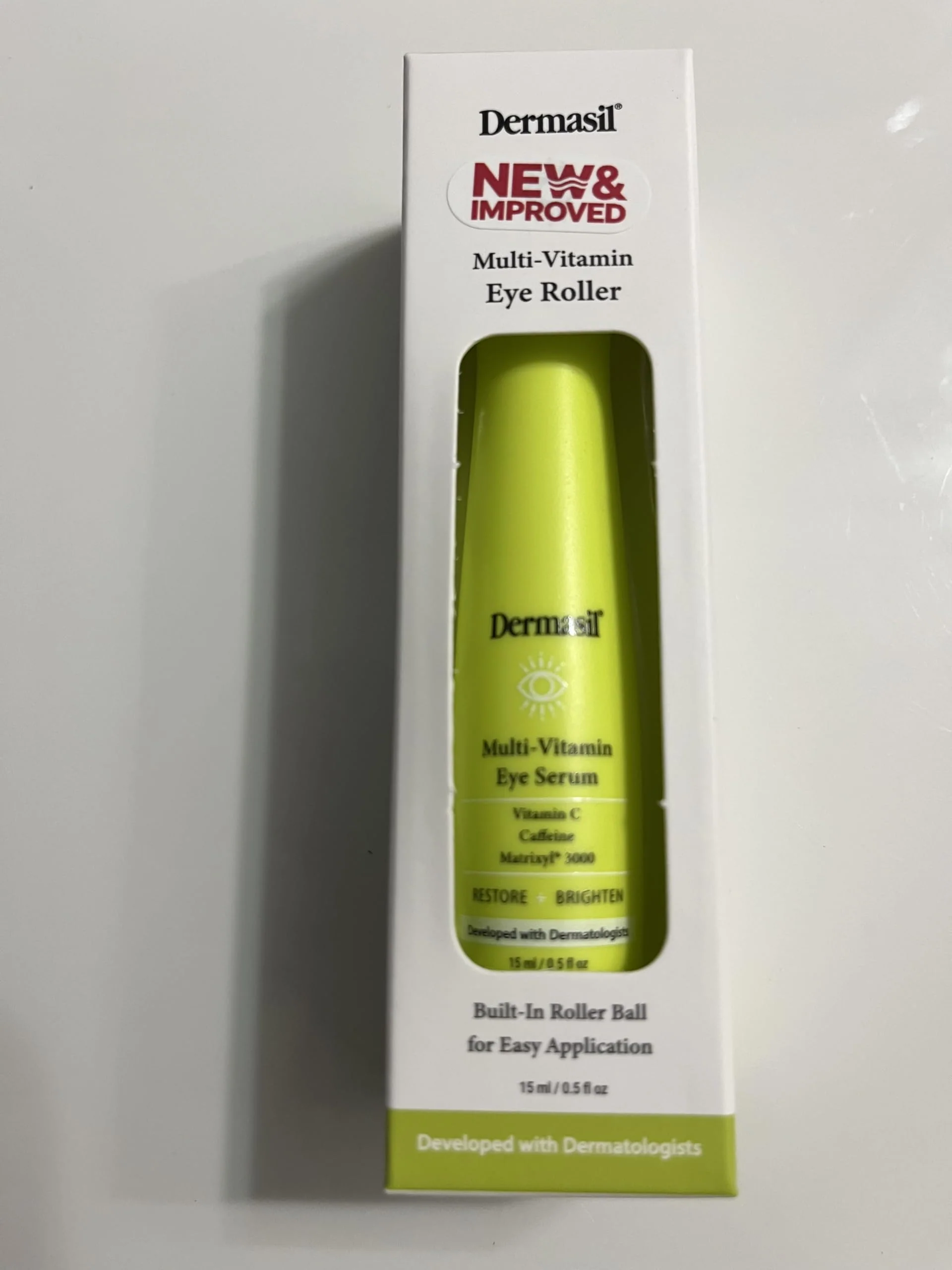 Efficient Dermasil Multi-Vitamin Eye Roller Serum with Vitamin C Caffeine Matrixyl 3000 Restores and Brightens 0.5 fl oz Original Design