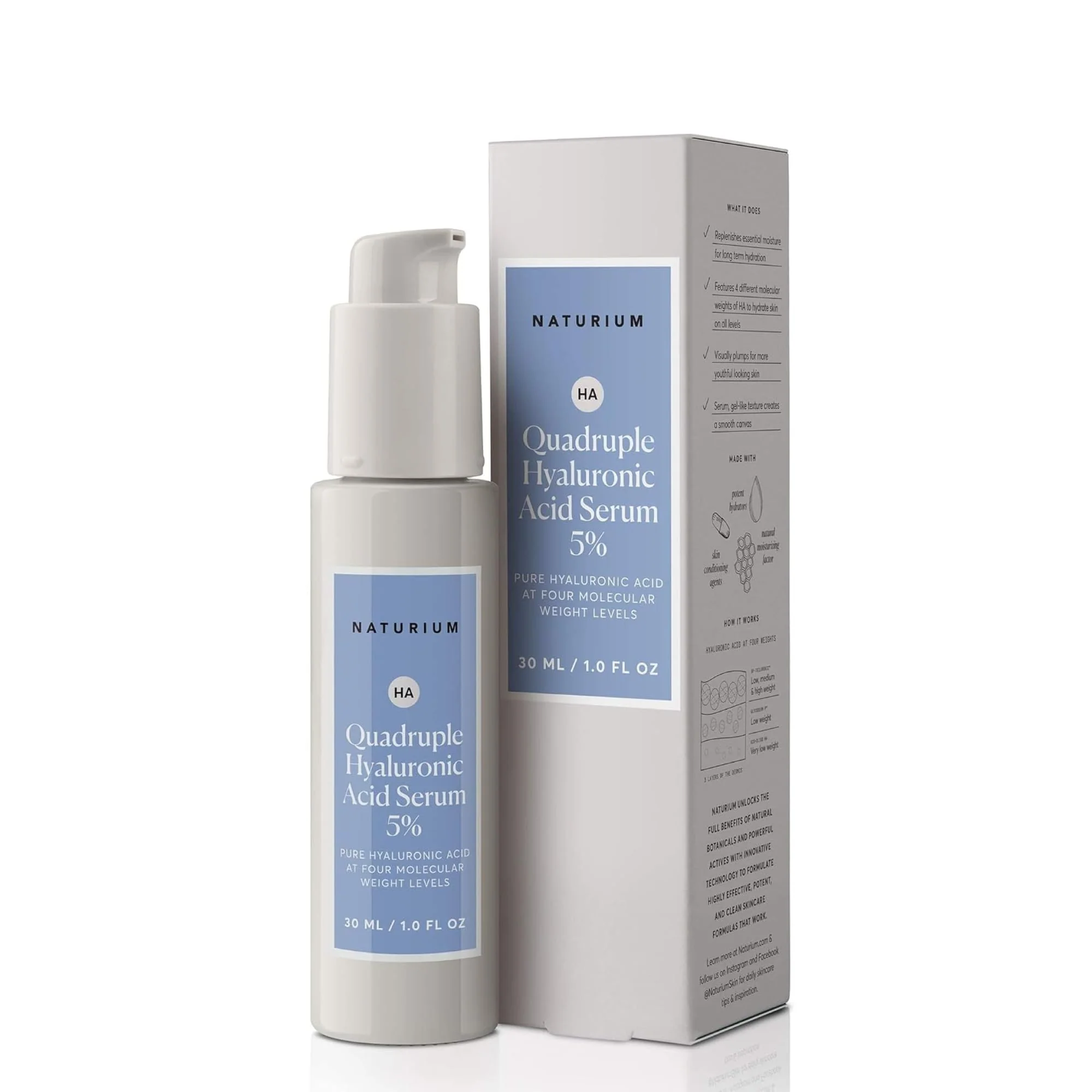 Casual Naturium Quadruple Hyaluronic Acid Serum 5 Hydrating Plumping Face Serum Anti-Aging Moisturizing Skin Care Fragrance- 1 oz High-Performance