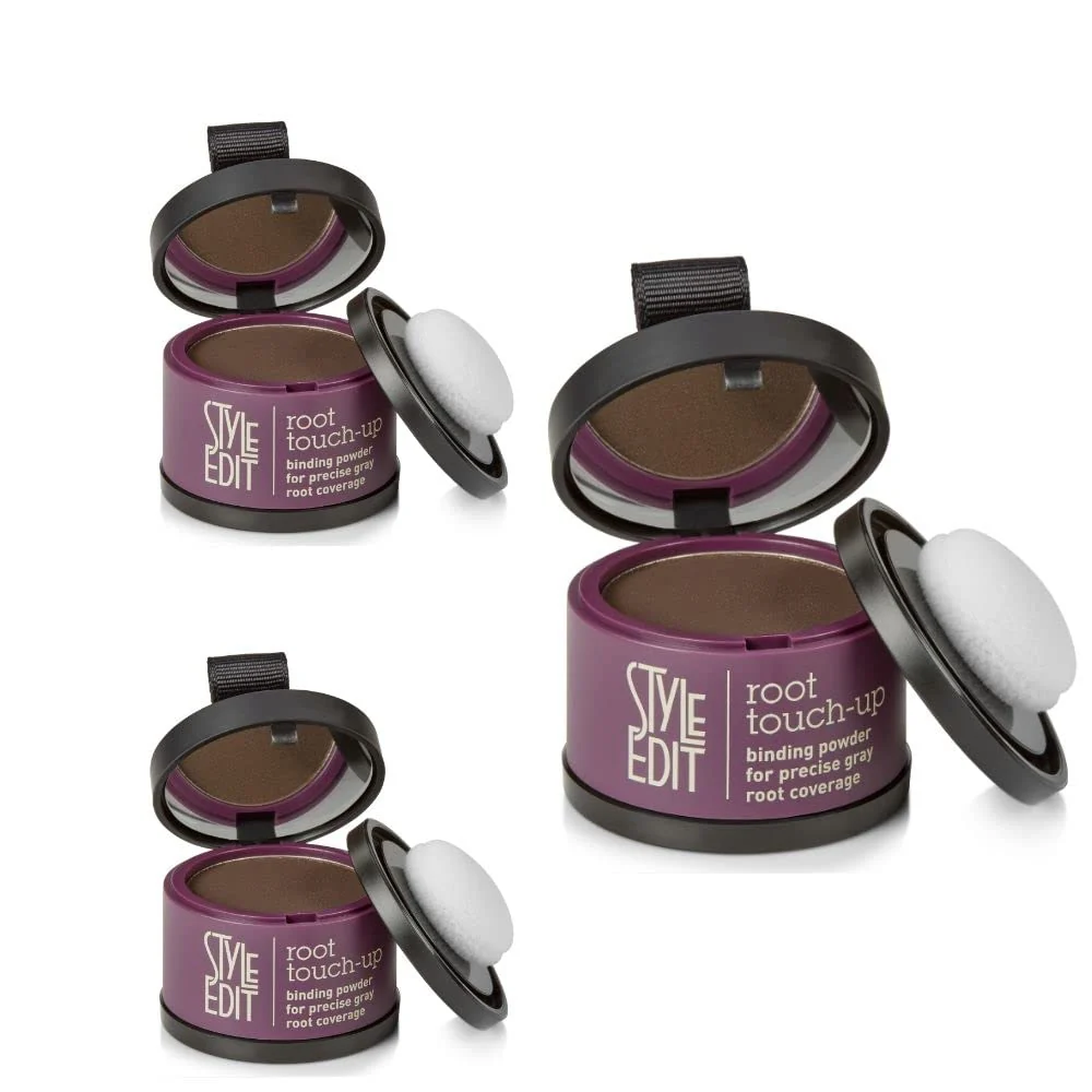 Trusted Style Edit Root Touch Up Powder Temporary Hair Color for Gray Roots and Thinning Hair Salon-Quality Transfer-Resistant Hair Concealer Dark User-Friendly