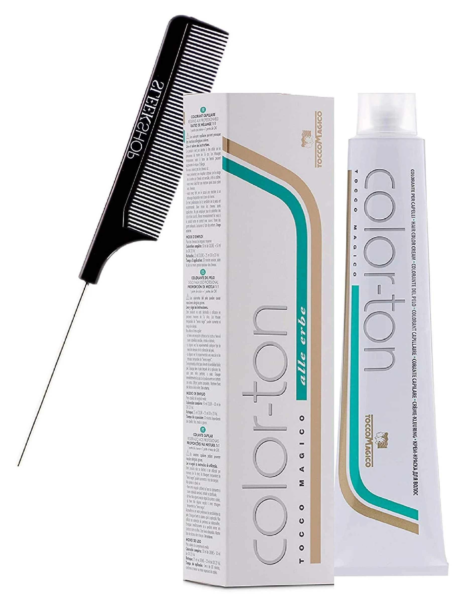 High-Quality Tocco o Color-Ton Alle Erbe Permanent Hair Color Cream w Sleek Steel Pin Rat Tail Comb Haircolor Dye Creme 1N 1.0 Black Prestigious