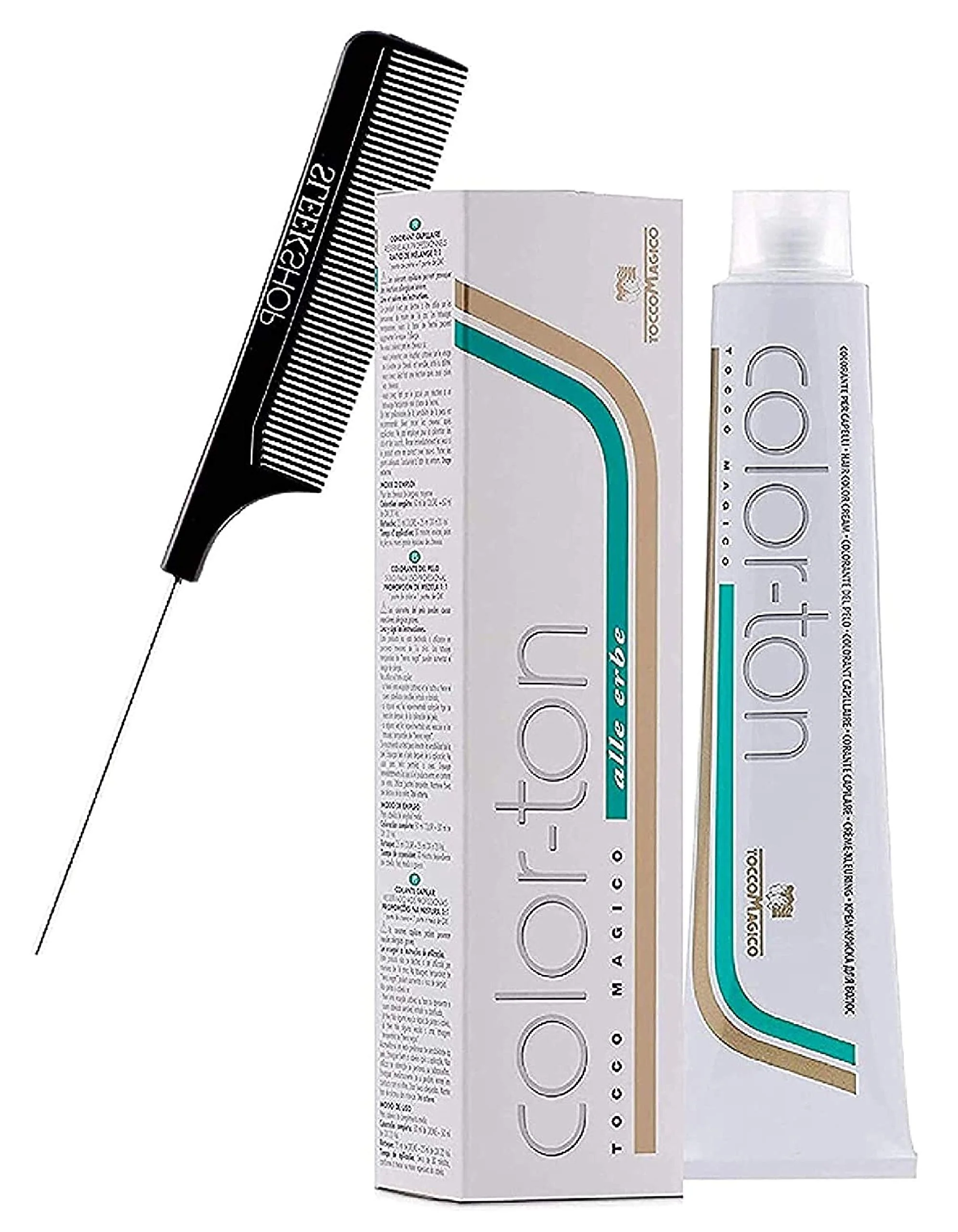 Innovative Tocco o Color-Ton Alle Erbe Permanent Hair Color Cream w Sleek Steel Pin Rat Tail Comb Haircolor Dye Creme 6R 6.46 Dark Copper Blond Natural