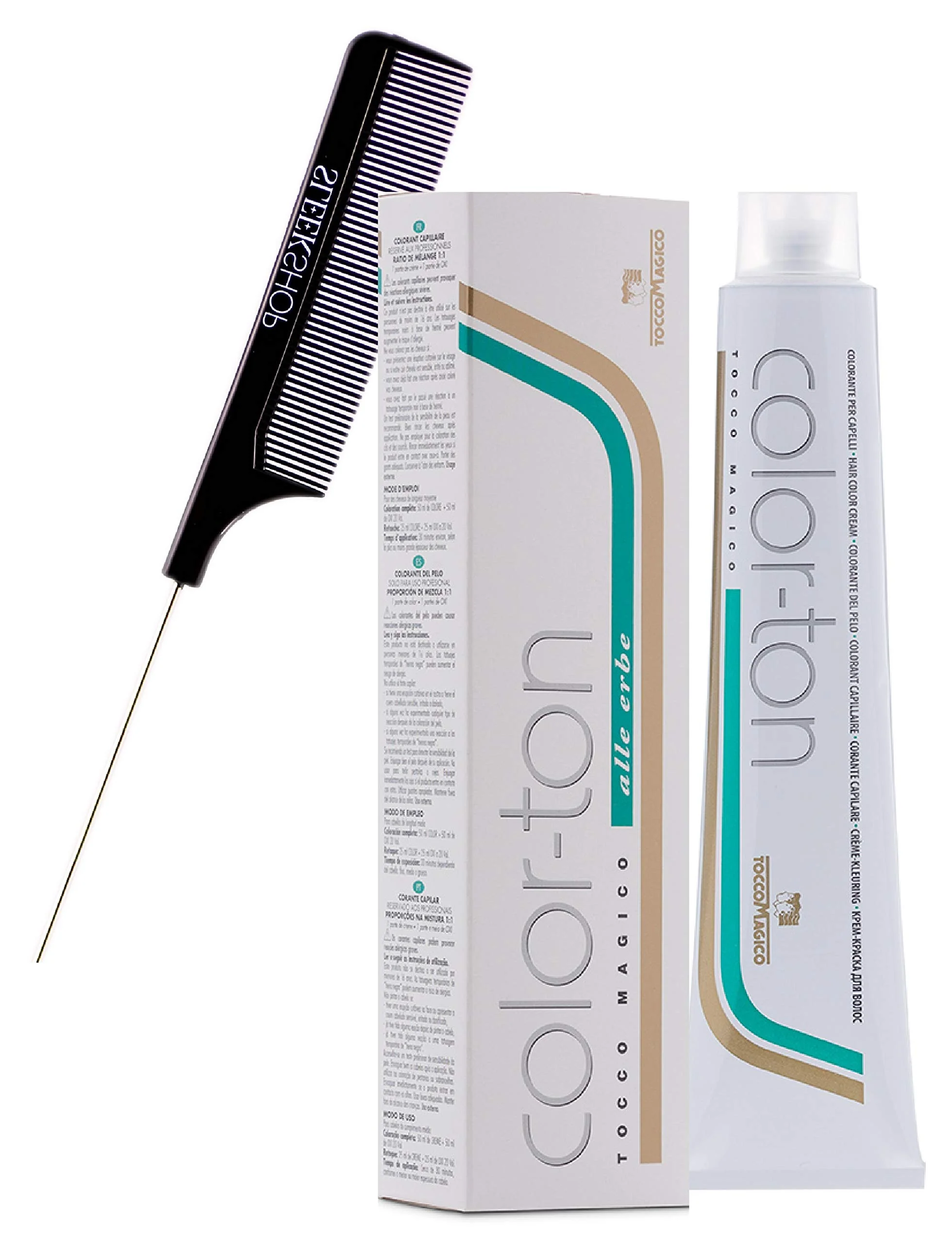 Effective Tocco o Color-Ton Alle Erbe Permanent Hair Color Cream w Sleek Steel Pin Rat Tail Comb Haircolor Dye Creme IVORY ICE 1008 Professional