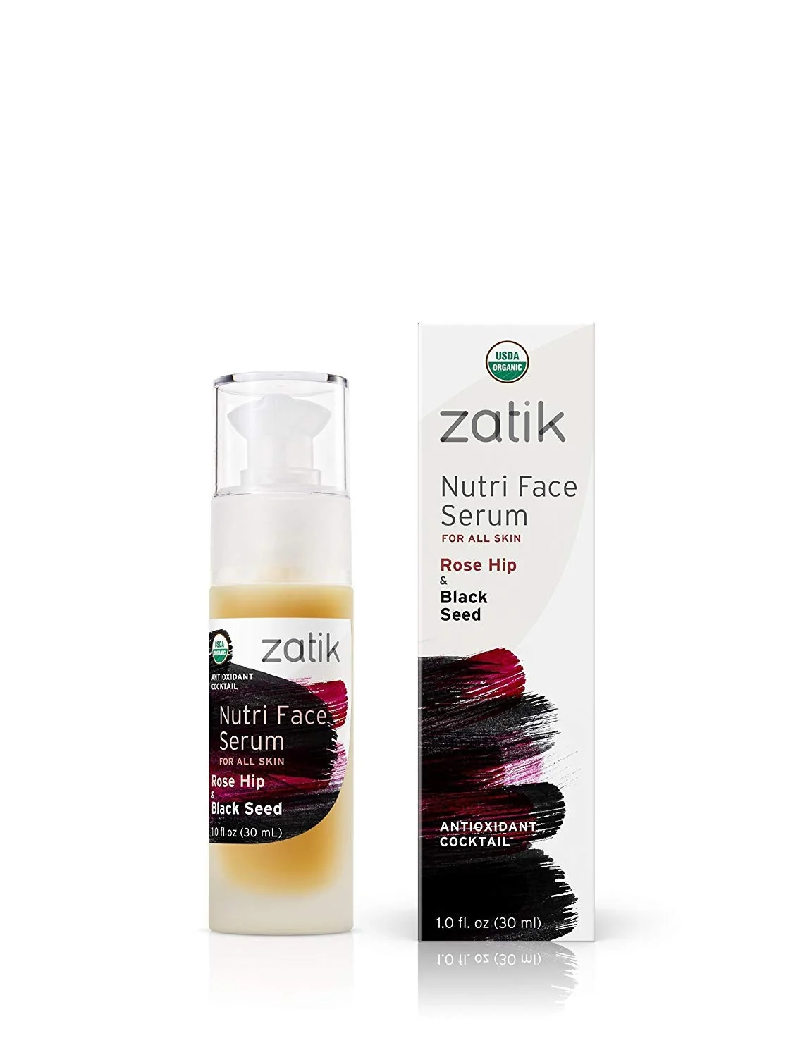 World-Class Zatik Naturals - Nutri Face Serum with Rose Hip and Black Seed USDA Organic Vegan Non-GMO Gluten Soy Alcohol pH Balanced Contemporary
