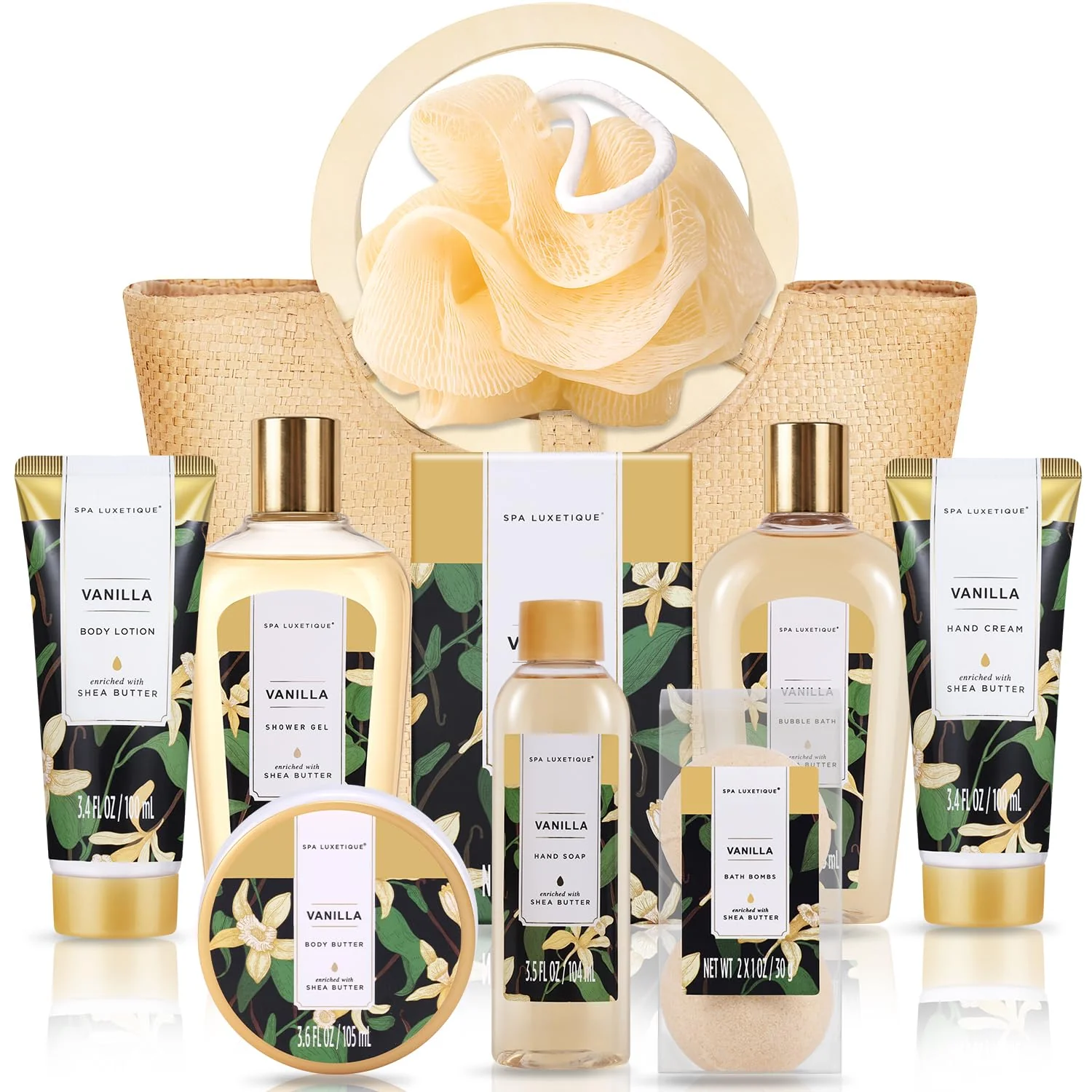 Quality spa luxetique Bath Sets for Women Gift - 10PCS Vanilla Scent Spa Kit Spa Gift Baskets for Her Birthday Mother's Day Gifts for Women Mother Wife Natural