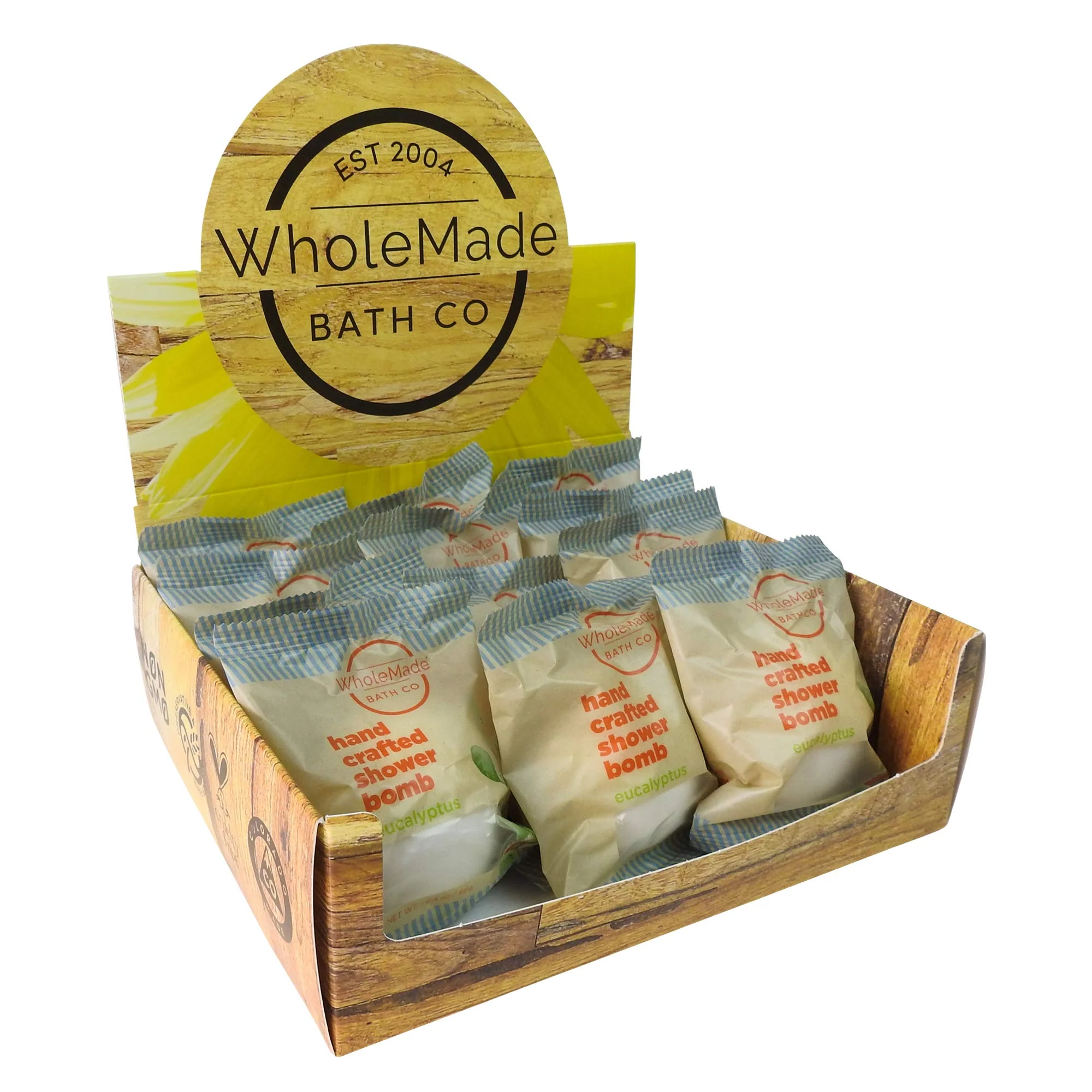 Durable WholeMade Shower Bomb Box Eucalyptus 12 Count 2.40 oz Each Natural Vegan Shower Bombs to Refresh for an Aromatherapy at-Home Spa Experience Elegant