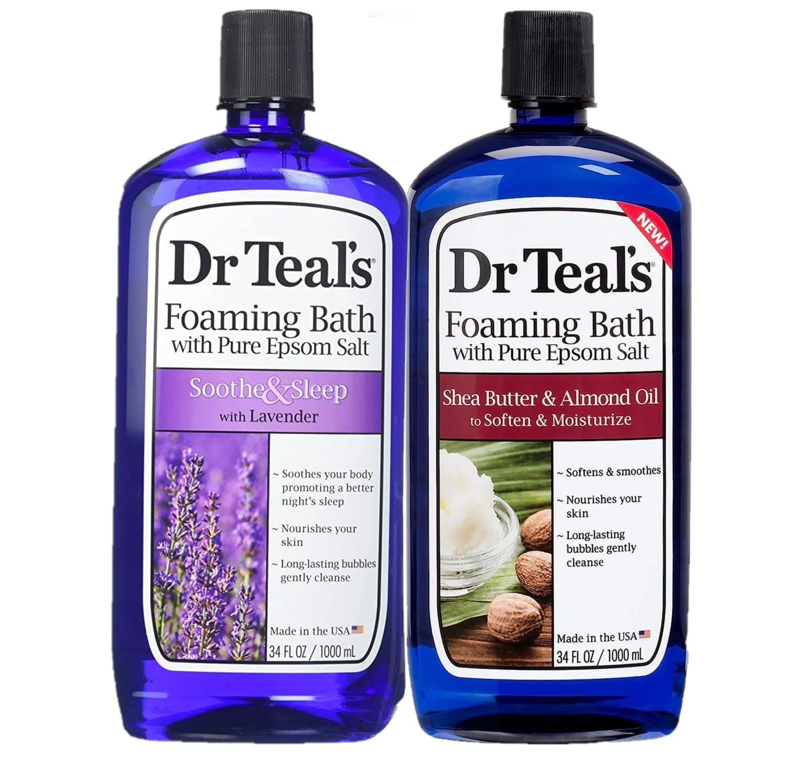 Lightweight Dr. Teal's Lavender Shea Butter Foaming Bath Gift Set 2 Pack 34oz Ea - Soothe Sleep Lavender Soften Moisturize Shea Butter Almond Oil Elite