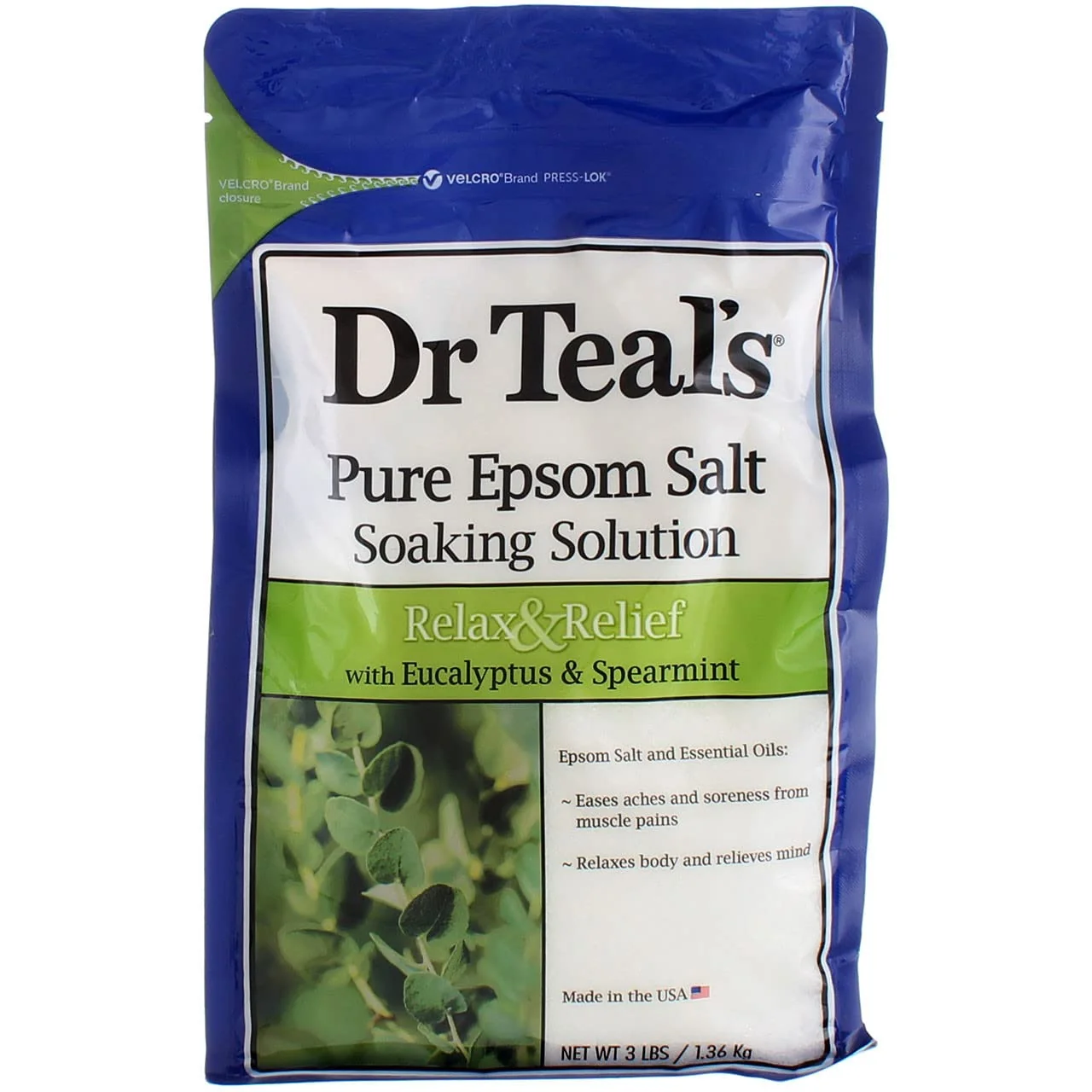 Fine Crafted Dr. Epsom Salt Soaking Solution Relax Eucalyptus Spearmint 48 OZ Pack of 8 Smooth