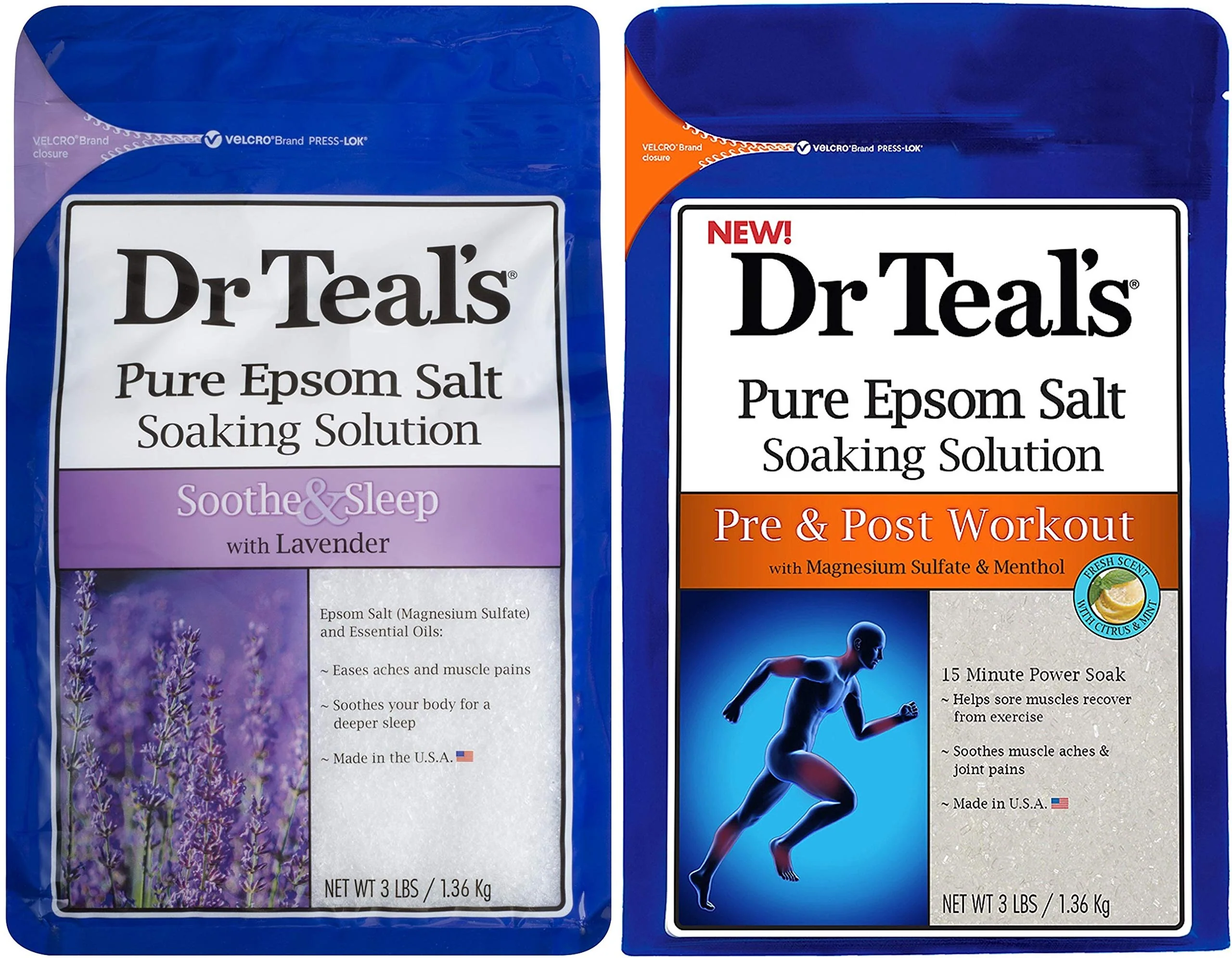 Practical Dr. Teal's Pure Epsom Salt Recovery Soaking Solution Gift Set 2 Pack 3lbs ea. - Soothe Sleep Lavender Pre Post Workout with Magnesium Sulfate Natural