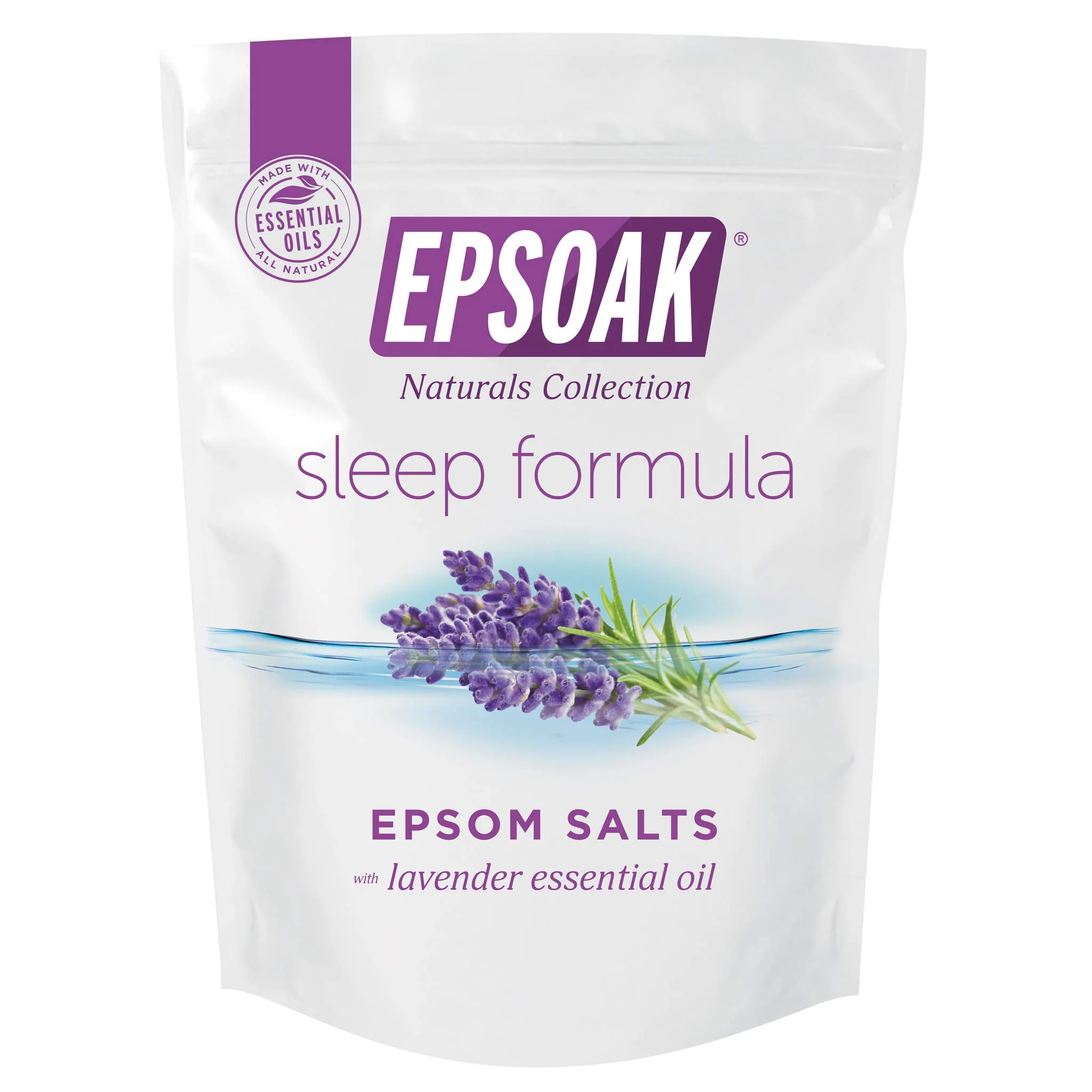 Selected Epsoak Epsom Salt 2 lb. USP Magnesium Sulfate with Lavender Scent Resealable Epsom Salt Bag Made in The USA Cruelty- Organic