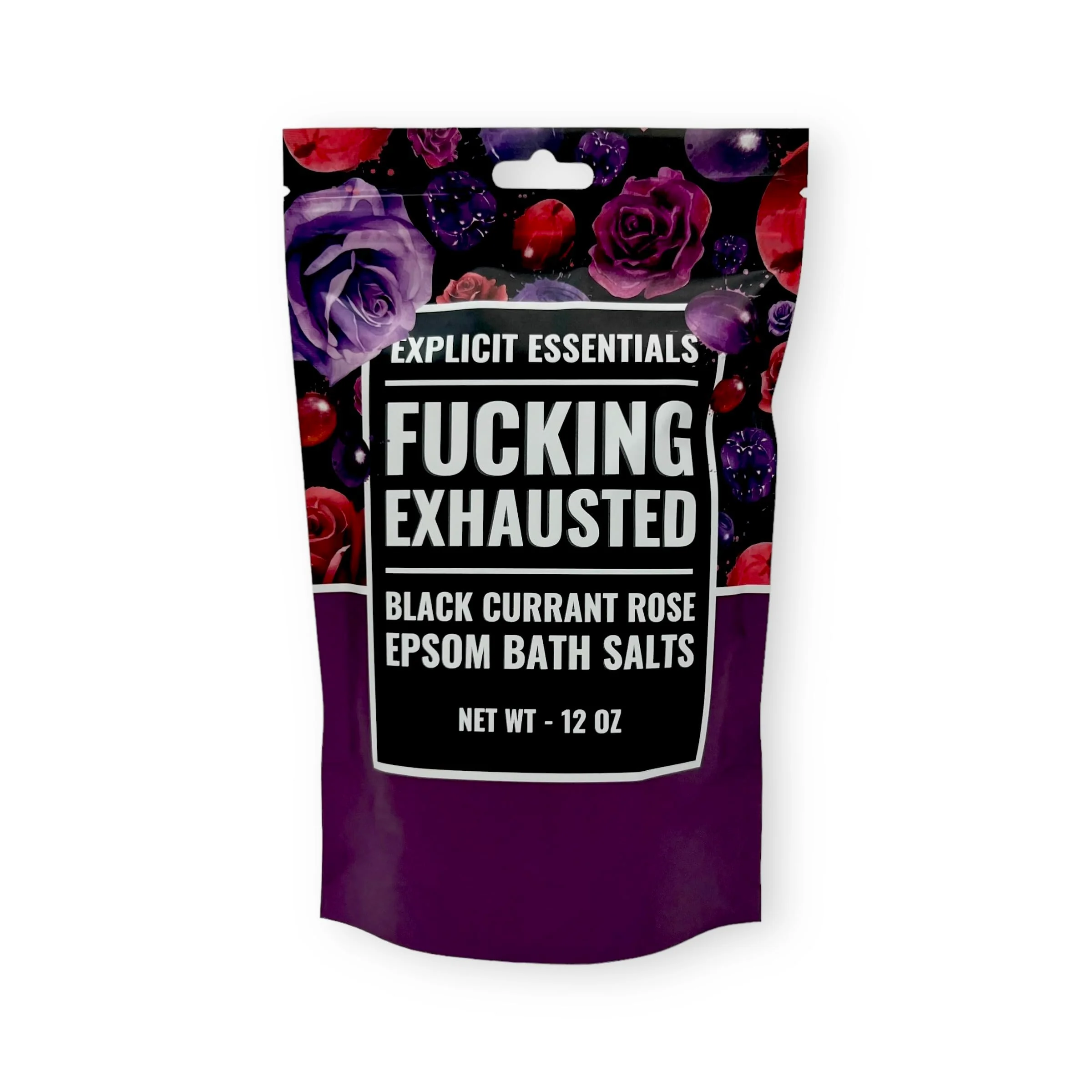 Premium Explicit Essentials Black Currant Rose Epsom Bath Salts Relaxation Blend 12 oz Fast