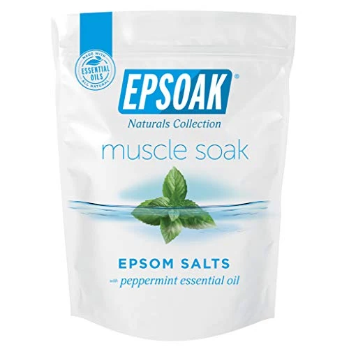 Breathable Epsoak Muscle Soak 2 lb. USP Magnesium Sulfate with Peppermint Scent Resealable Epsom Salt Bag Made in The USA Cruelty- Soft