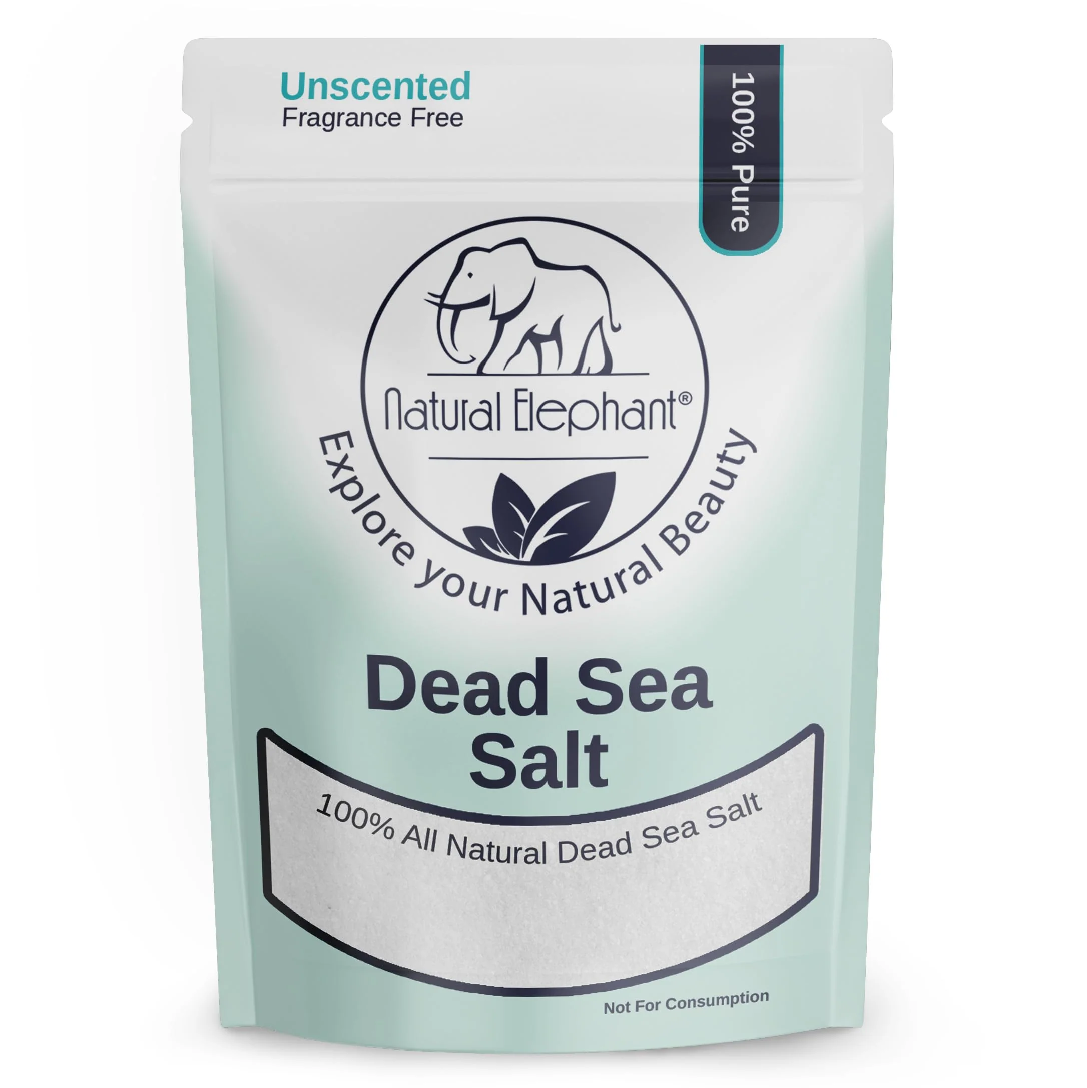 Enhanced Natural Elephant Dead Sea Salt for Soaking Bathing - 2 Pound Bag - F Consistent