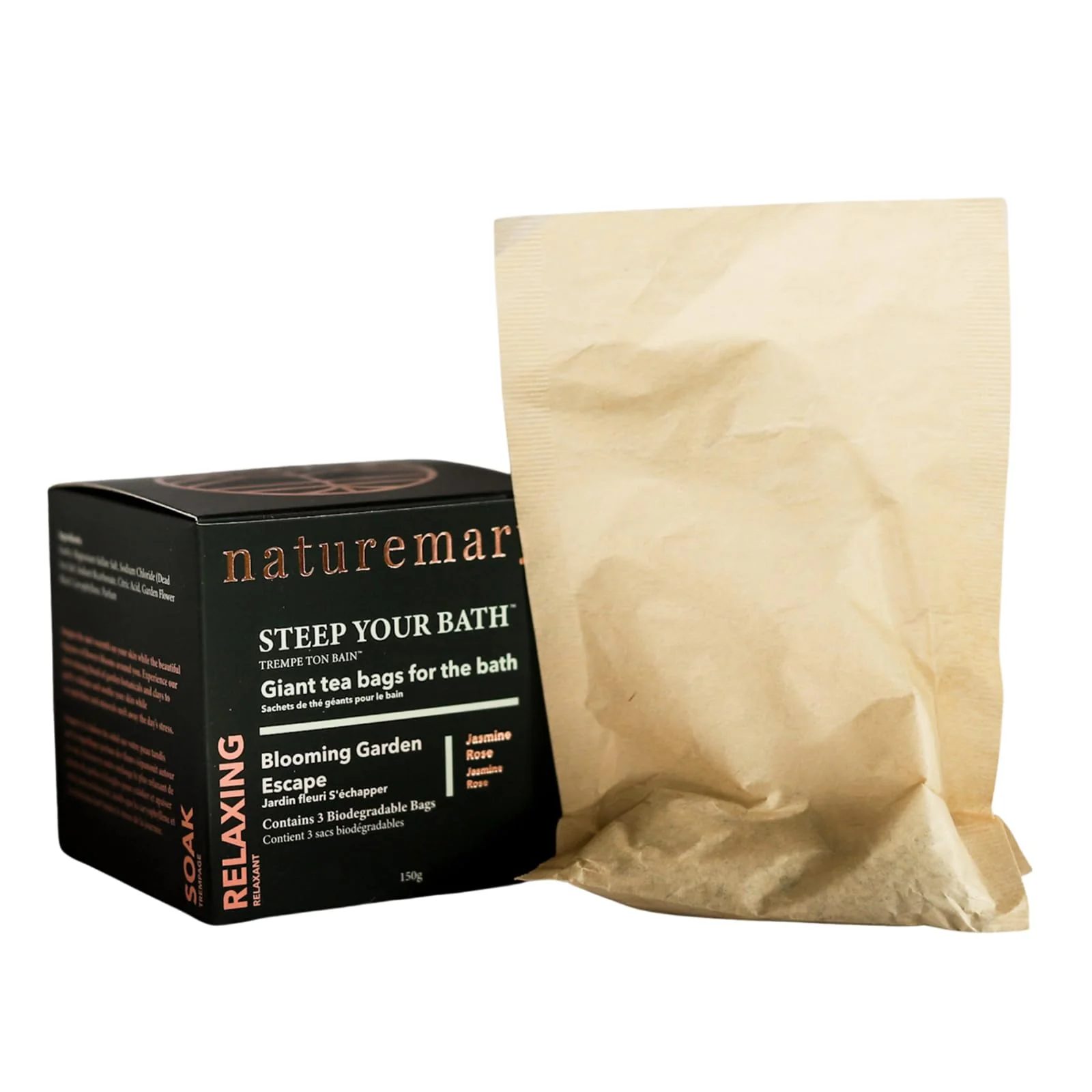 Long-Lasting Naturemary Relaxing Steep Your Bath Blooming Garden Escape - Moisturizing Bath Soak for Dull Tired Skin - Flower Blend - Jasmine Rose - 5.29 oz Original