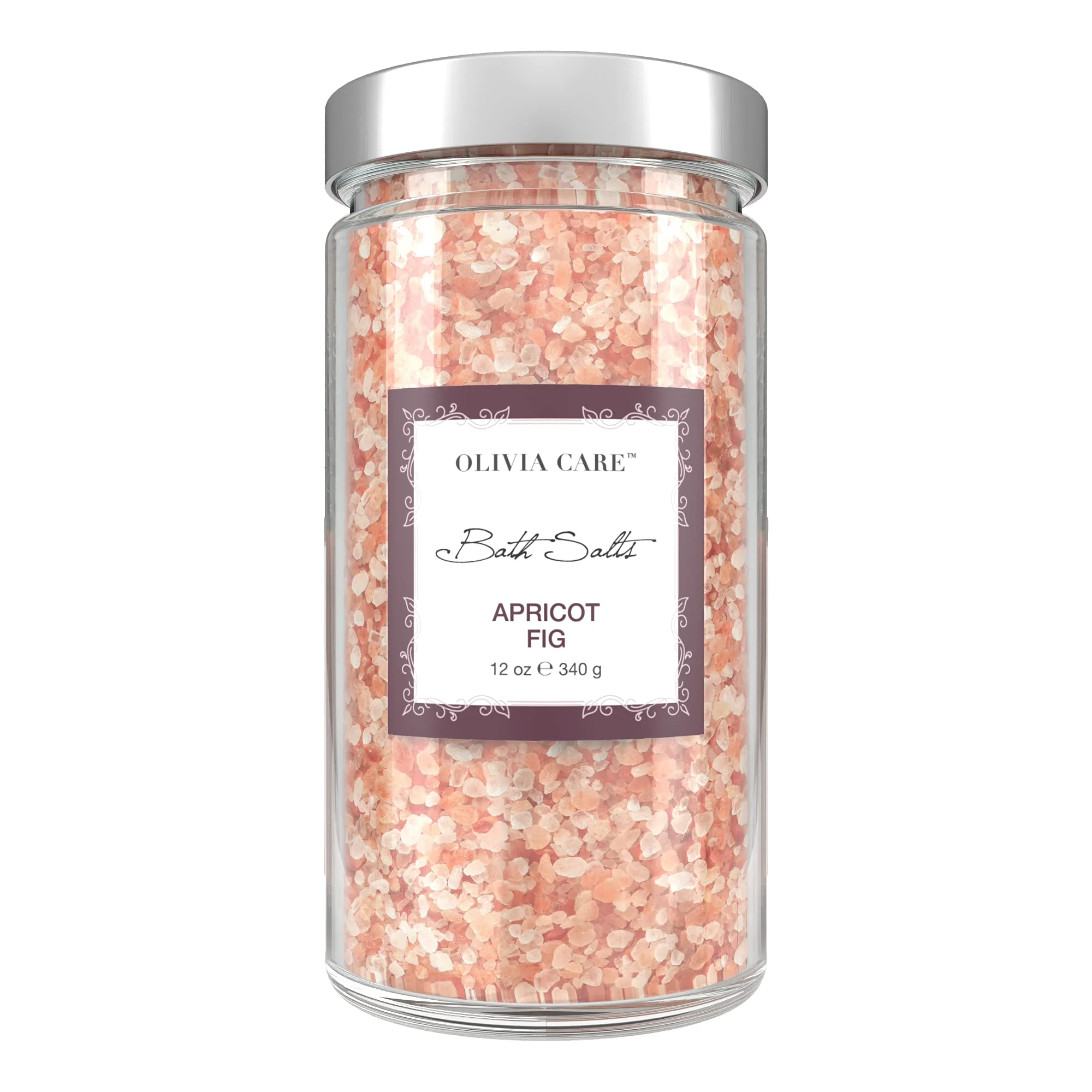 Powerful Olivia Care Pink Himalayan Bath Salts with Apricot Fig - Relieves Relax Muscles. Exfoliate Heal Rejuvenate Cleansing Soothes Skin - Made Lightweight