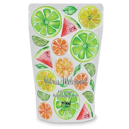 Unique Primal Elements Detoxifying Sea Salt Soak Bubbling Aromatherapy Salts Citrus Melonmint 12 oz Resealable Bag Original