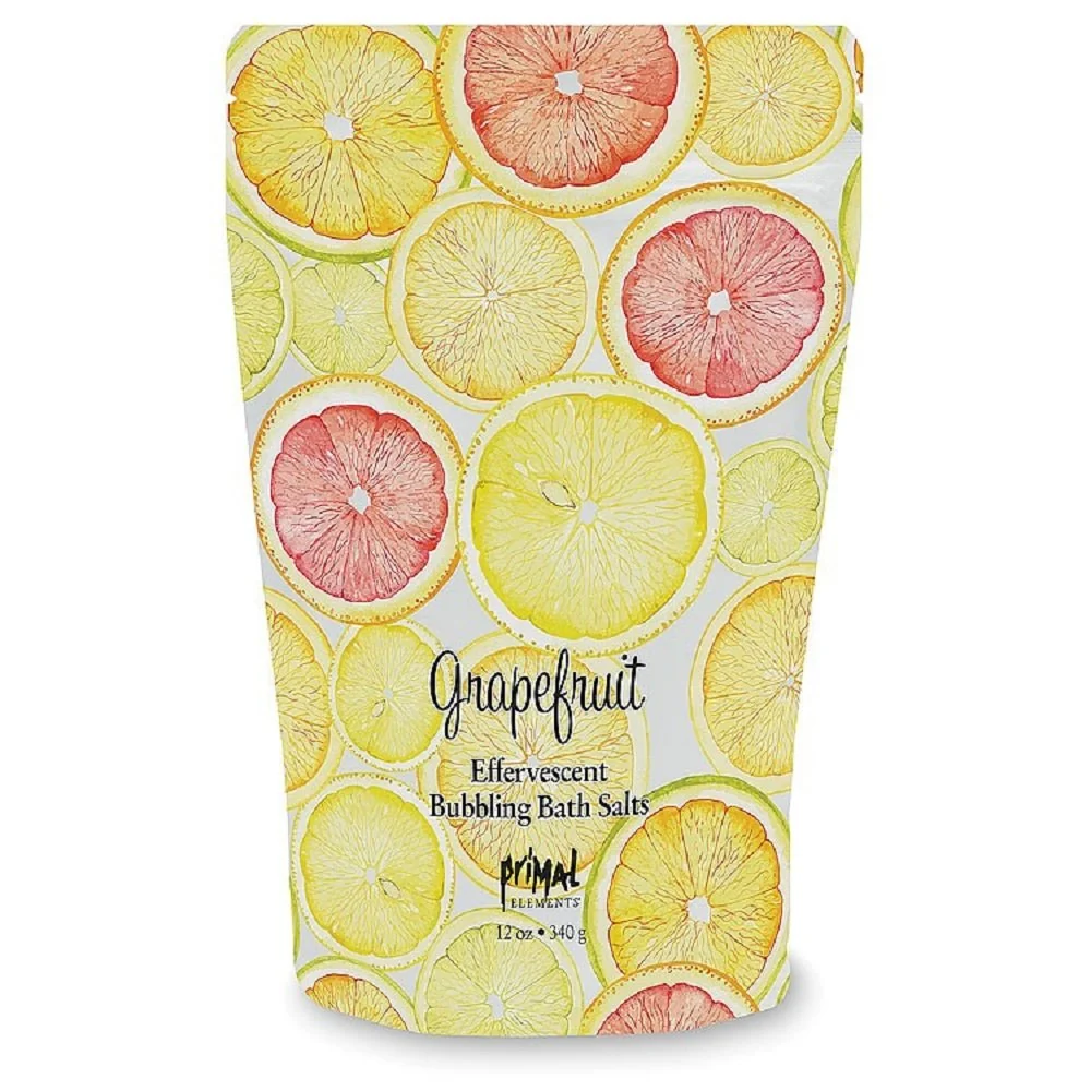 Convenient Primal Elements Detoxifying Sea Salt Soak Bubbling Aromatherapy Salts Grapefruit 12 oz Resealable Bag Trendy