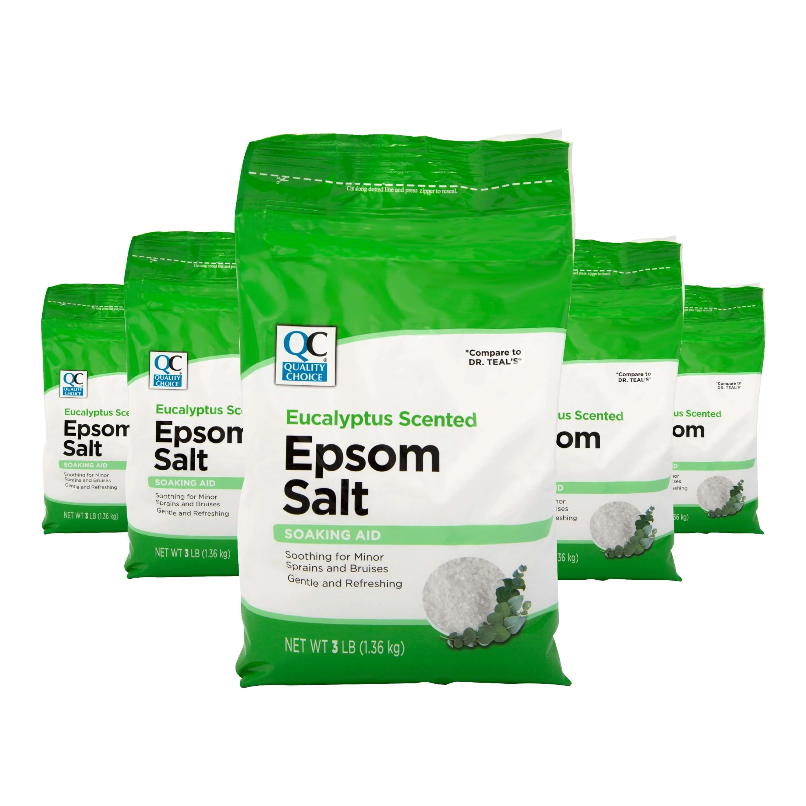 Breathable Quality Choice Eucalyptus Epsom Salt Soaking Solution for Aches Pains Sprains or Bruises. Cold and Flu Bath Salts Soaking aid 5-3 Pound Bags Fine Crafted