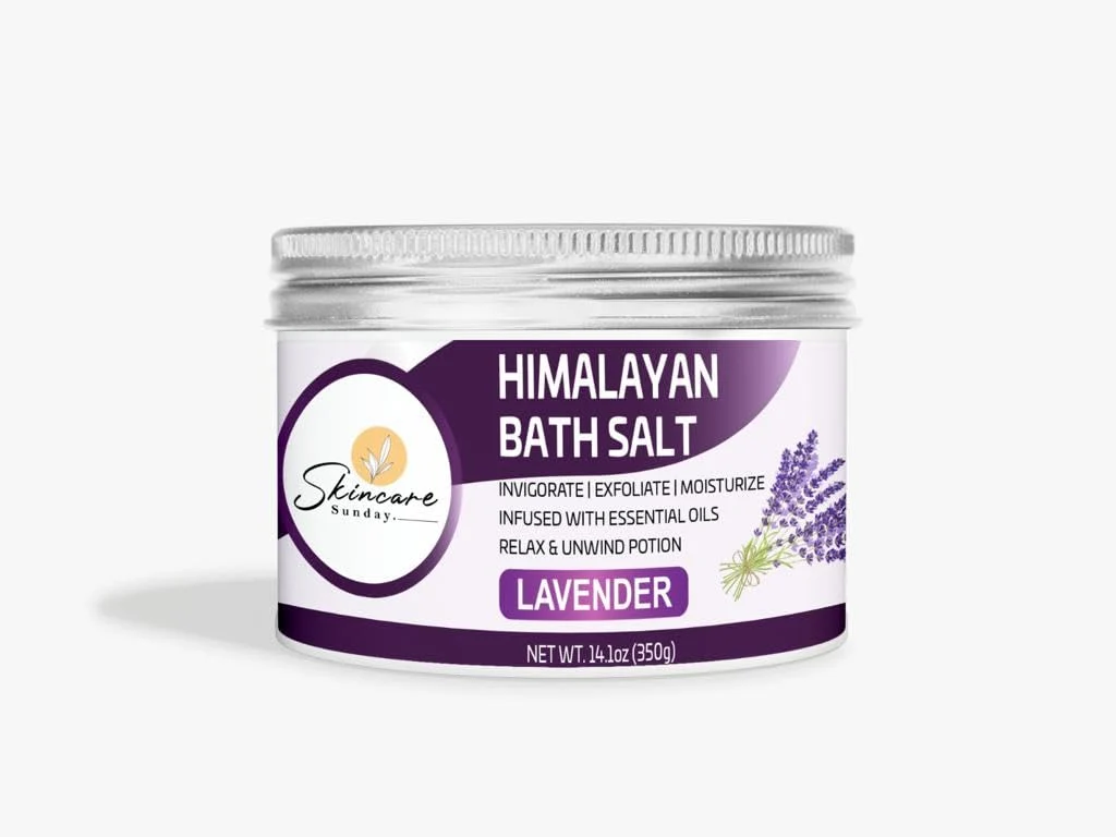 Natural Skincare Sunday Himalayan Bath Salts Infused with Minerals and Essential Oils - Invigorate - Exfoliate - Moisturize - Detoxify - Cleanse - Relaxing Trendy