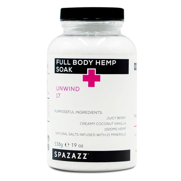 Luxury Spazazz Full Body Hemp Soak - 1000mg Hemp - Spa Hot Tub Bath Aromatherapy Bath Salt Crystals - 538g 19oz Unwind 17 Fashionable