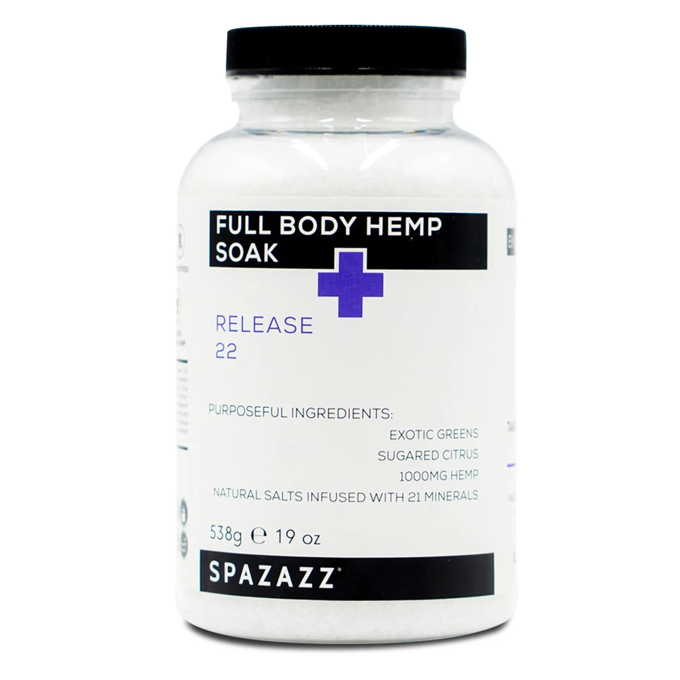 Convenient Spazazz Full Body Hemp Soak - 1000mg Hemp - Spa Hot Tub Bath Aromatherapy Bath Salt Crystals - 538g 19oz Release 22 Classic