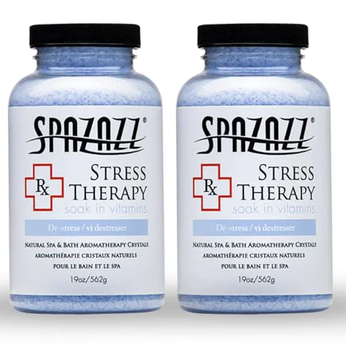 First-Class Spazazz Rx Stress Therapy Natural Spa Bath Salt Aromatherapy Crystals- 2 Pack 19oz De-Stress - Calming Relaxing Natural Aroma Magnesium Mineral Verified