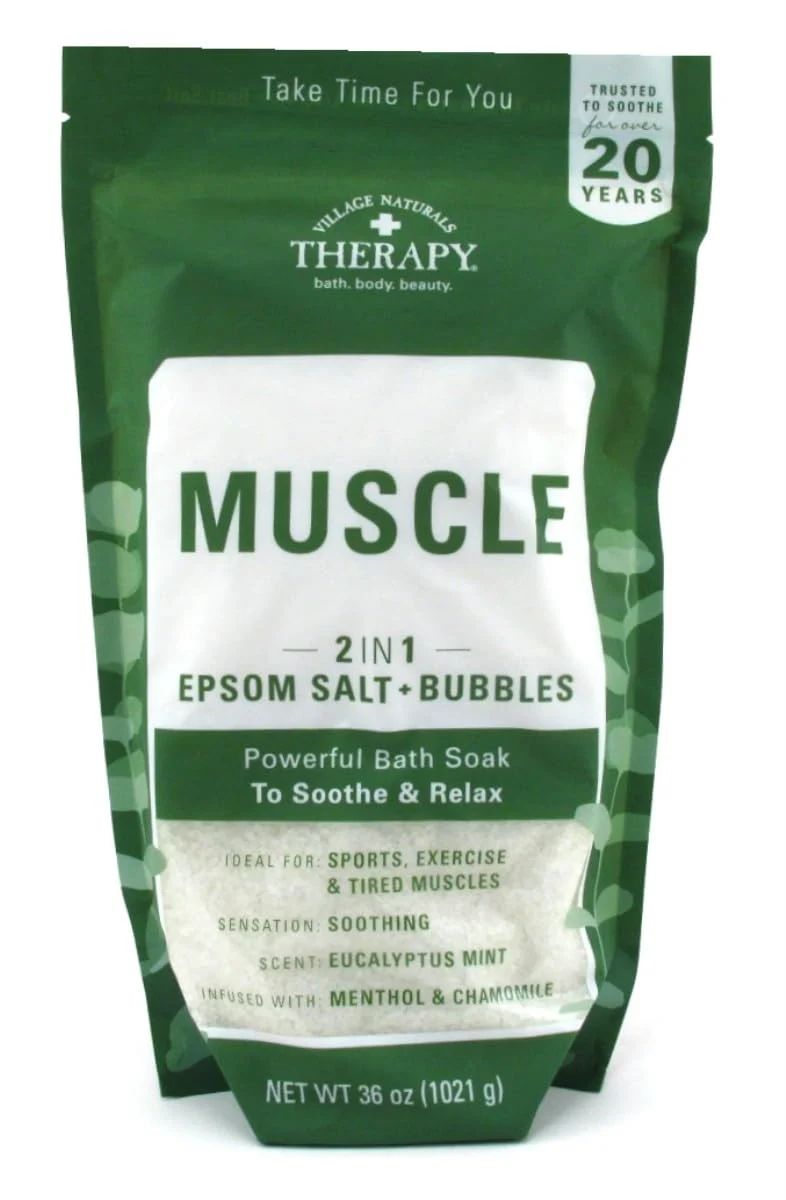 Unique Village Naturals Aches Pains Muscle Foam Soak Salts 2.25Lbs 1064ml 2 Pack Enhanced