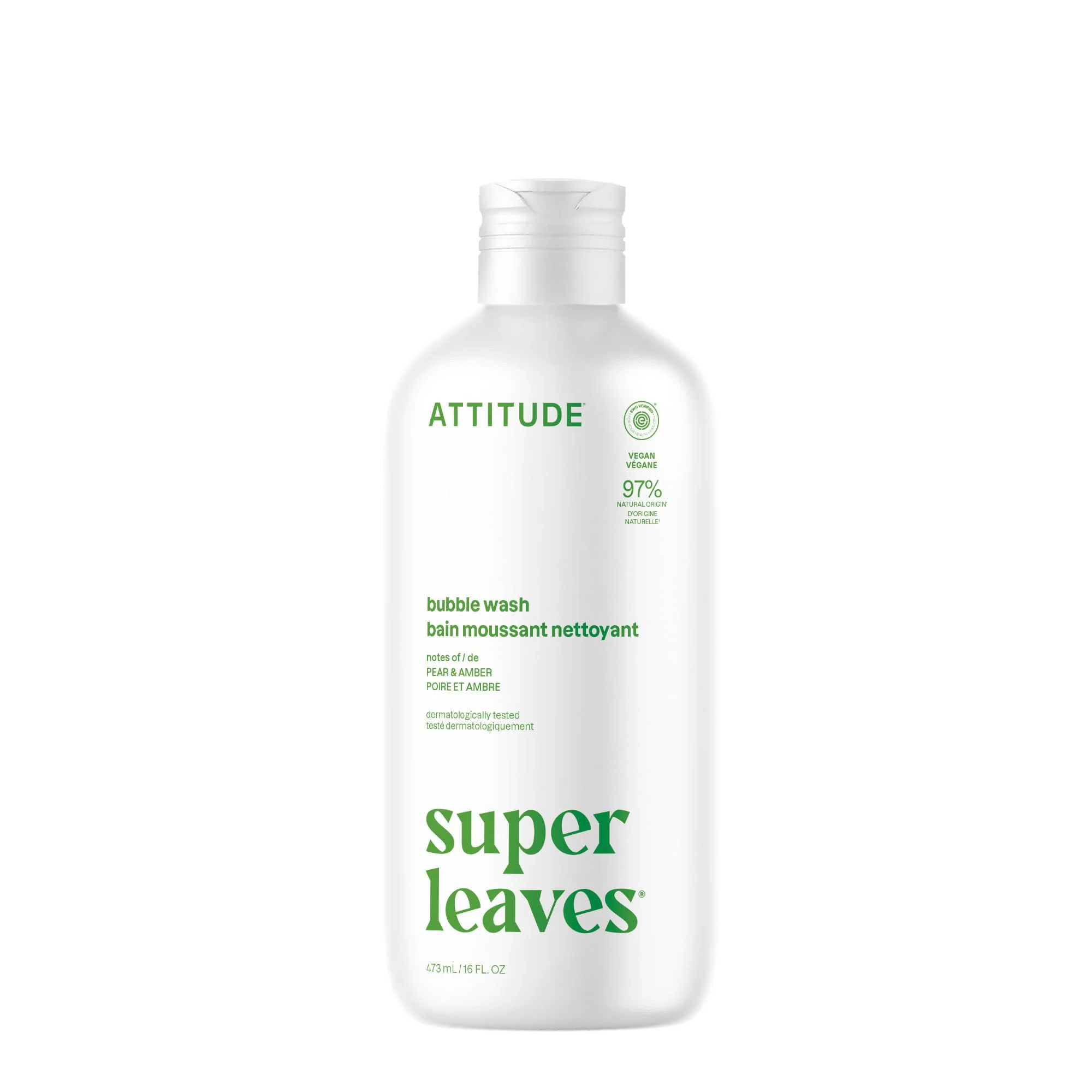 Optimized Attitude Bubble Bath EWG Plant and Mineral-Based Dermatologically Tested Vegan Body Care Products Pear Amber Scent 16 Fl Oz Artisan