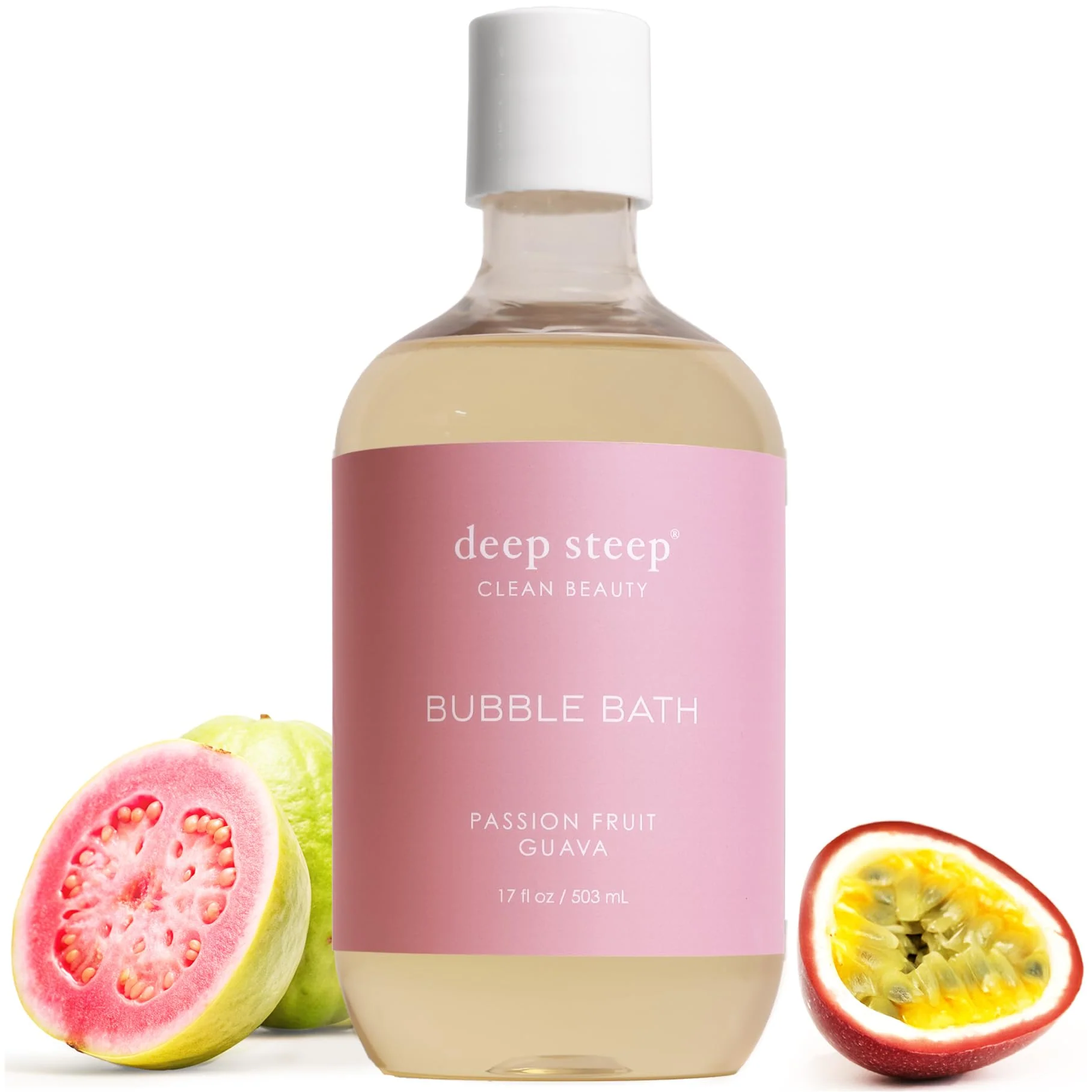 Advanced Deep Steep Passionfruit Guava Bubble Bath for Women Hypoallergenic Clinically Tested Clean Formula for Sensitive Skin Sulfate- 17 fl oz Efficient