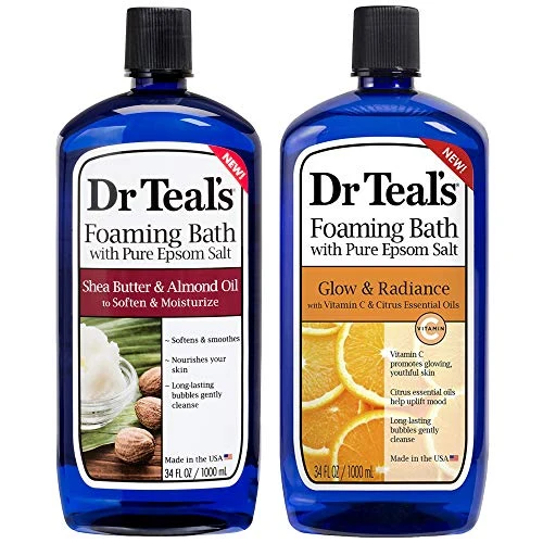 Relaxed Dr Teal's Foaming Bath Combo Pack 68 fl oz Total Moisturizing Shea Butter Almond Oil and Glow Radiance with Vitamin C and Citrus Essential Sophisticated