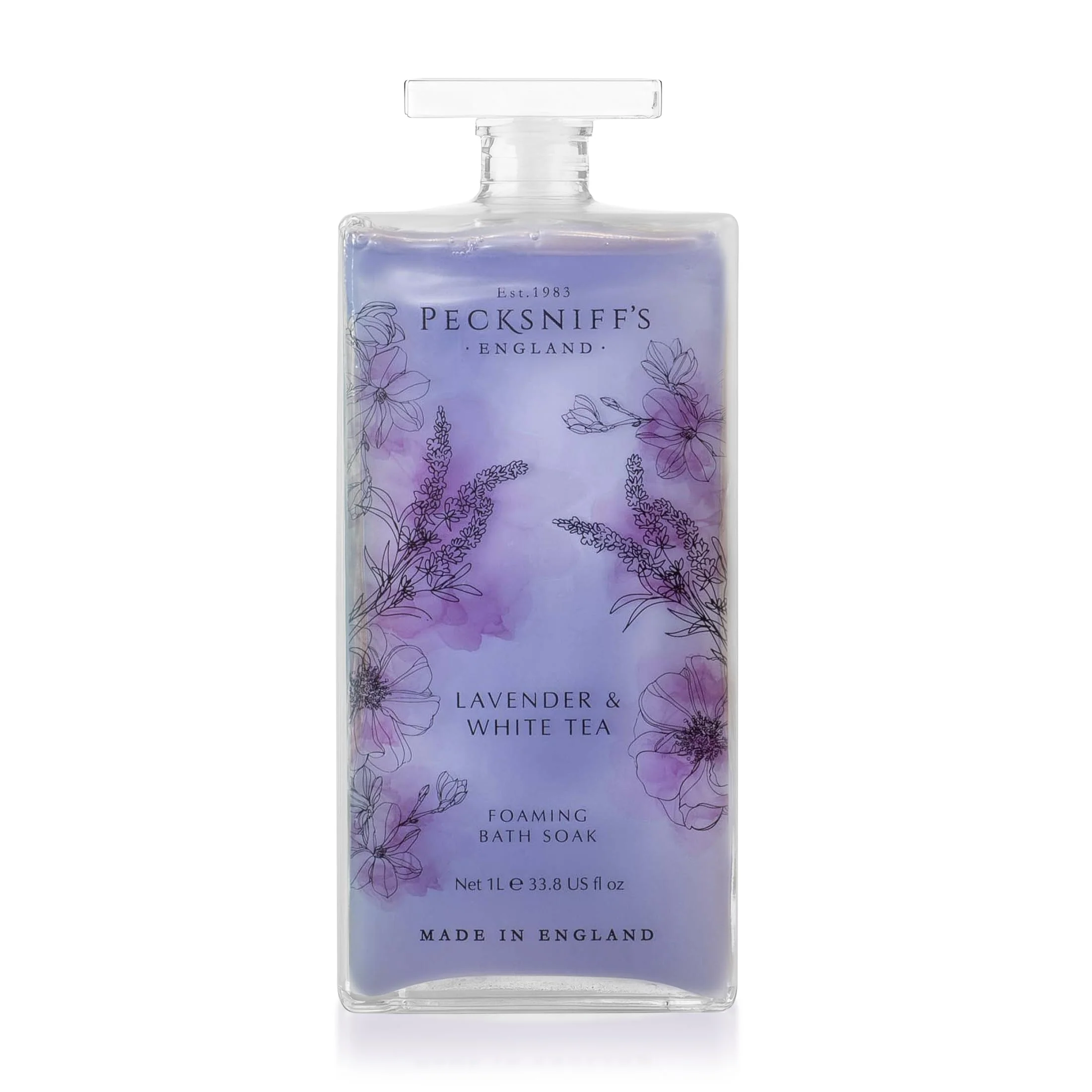 Lightweight Pecksniff s Lavender White Tea Foaming Bath Soak - Luxury Bubble Bath 1L 33.8 fl oz Made in England Solid