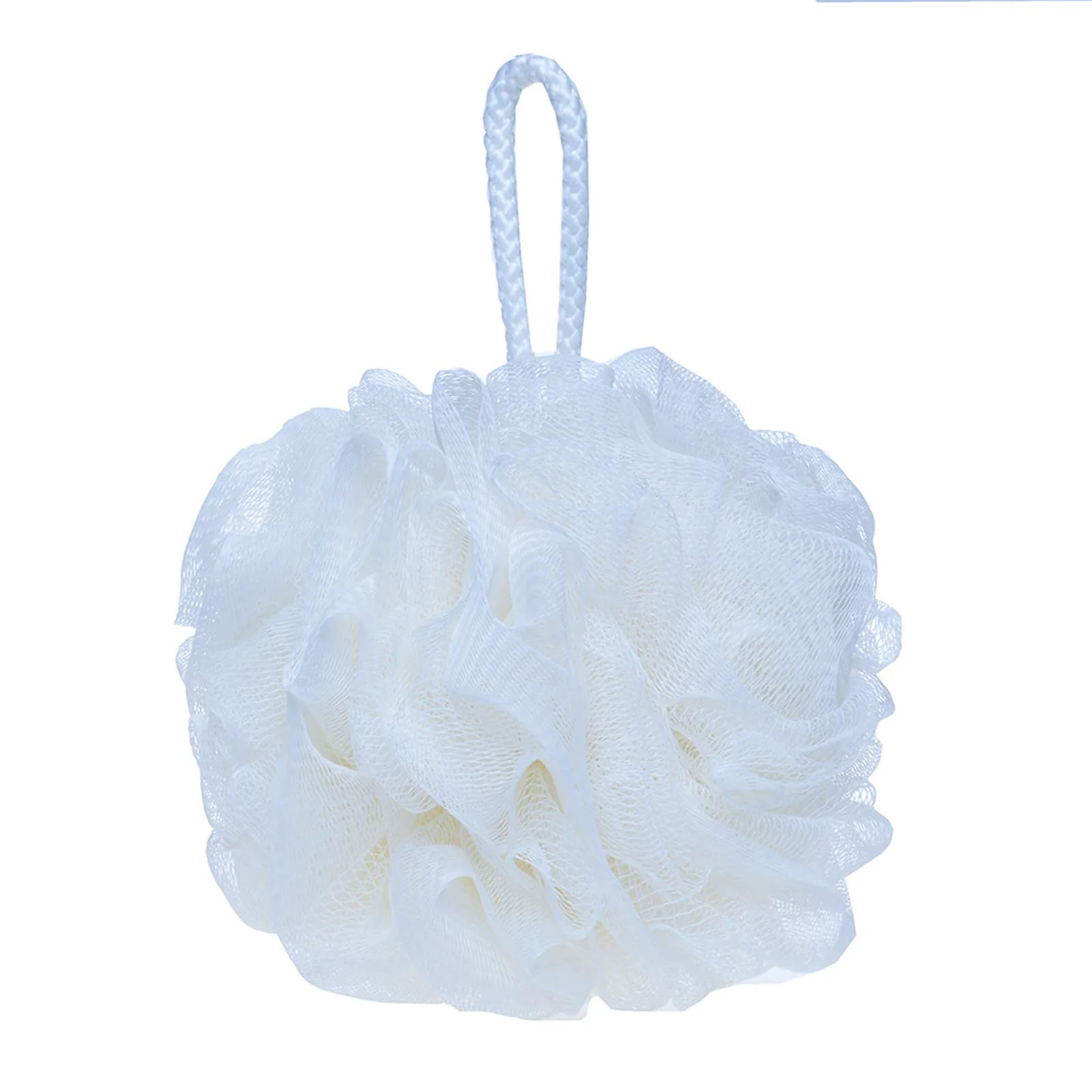 Prestigious LISSOMPLUME Mesh Pouf Bath Sponge Exfoliating Shower Ball Pom Cleaning Accessory White Color Smart