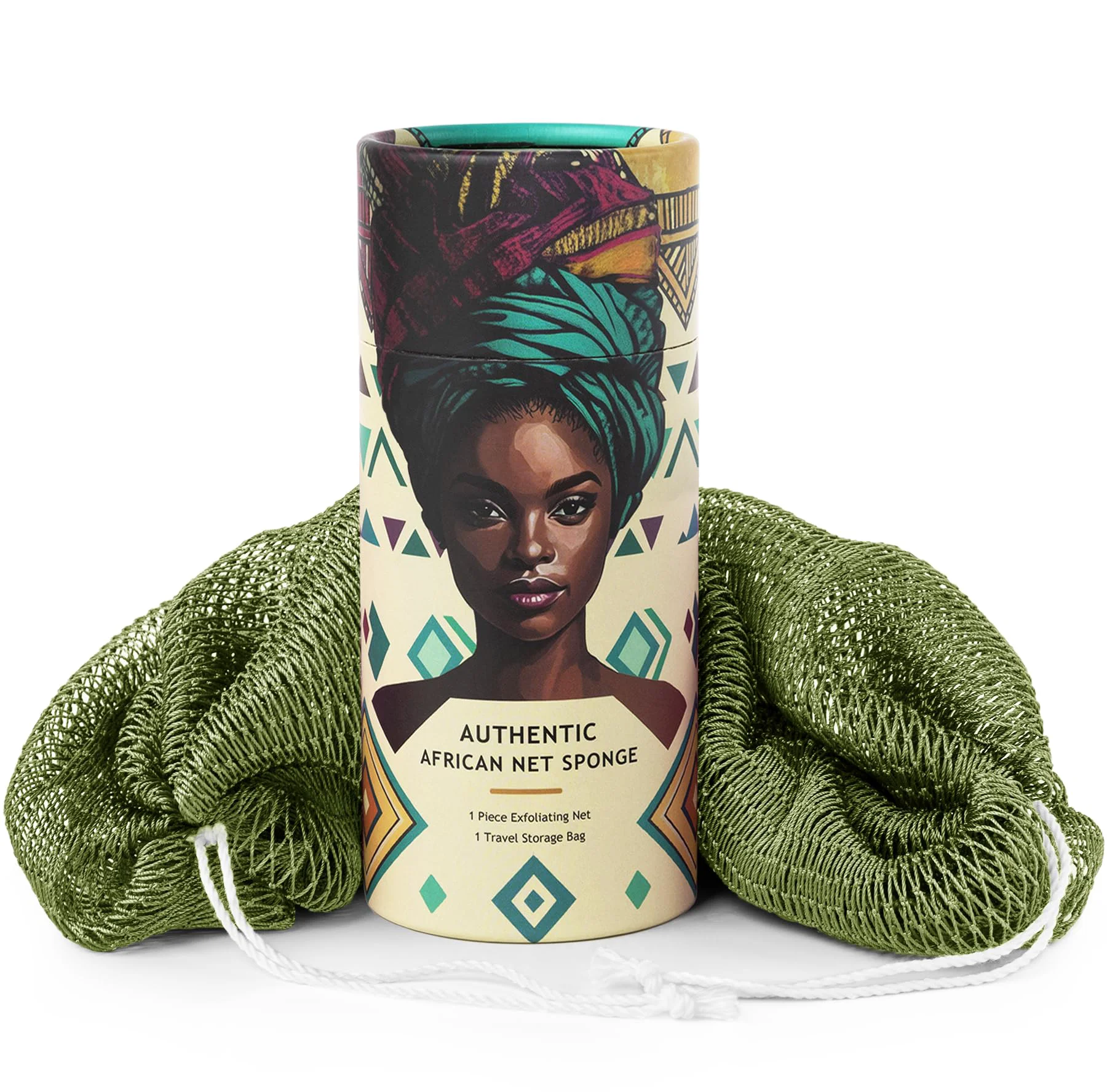Trendy African Net Sponge - Afro Scrub Exfoliating Net Sponge with Knots - African Bath Sponges for Body Scrubber Exfoliator - Back Scrubber Long-Lasting