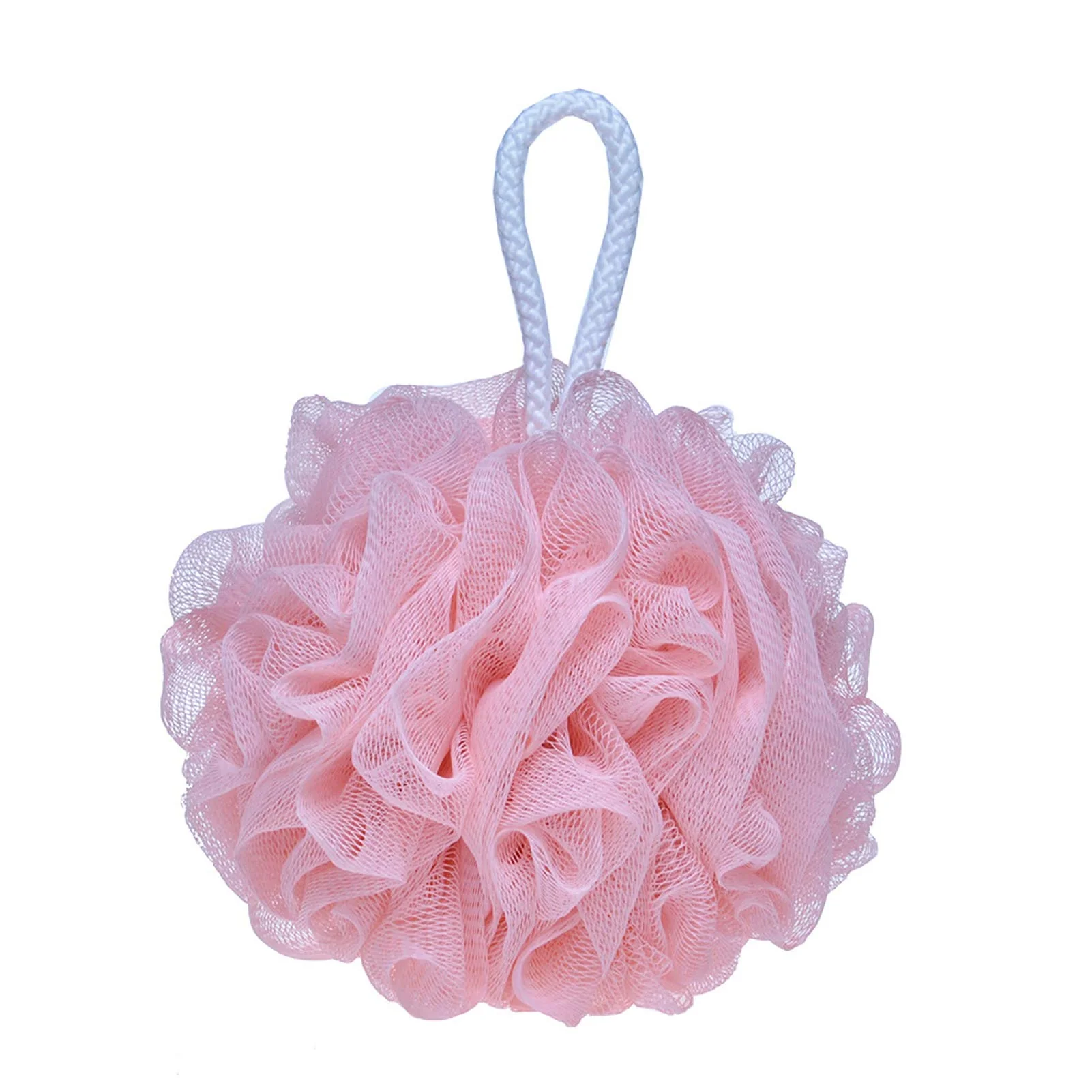 First-Class LISSOMPLUME Mesh Pouf Bath Sponge Exfoliating Shower Ball Pom Cleaning Accessory Pink Color Effective