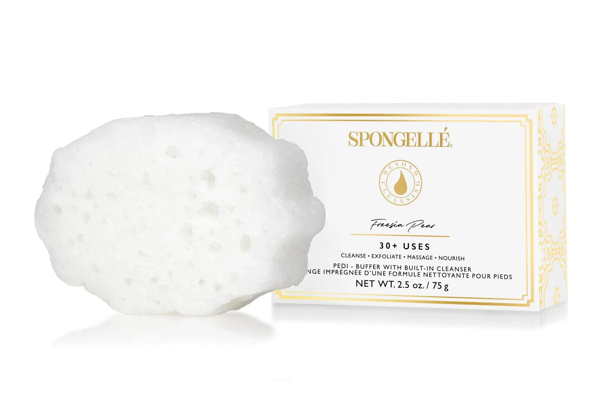 Selected Spongellé sia Pear Pedi Buffer Bath Sponge - Exfoliating Foot Heel Scrub - Cleanse Exfoliate and Nourish in One Easy Step - Cruelty- Recyclable