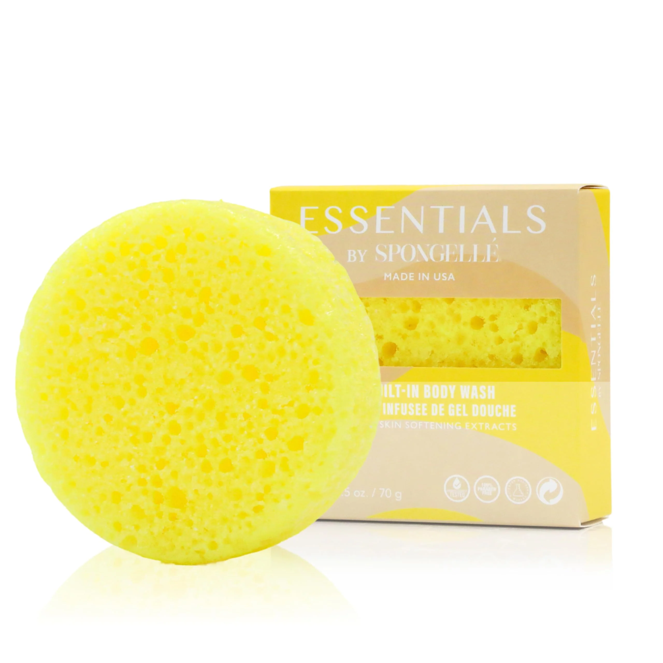 Contemporary Spongelle Coconut Essentials Body Buffer - Bath Shower Loofah for Women - Cleanse Exfoliate and Nourish in one Easy Step - Cruelty- Vegan Reusable