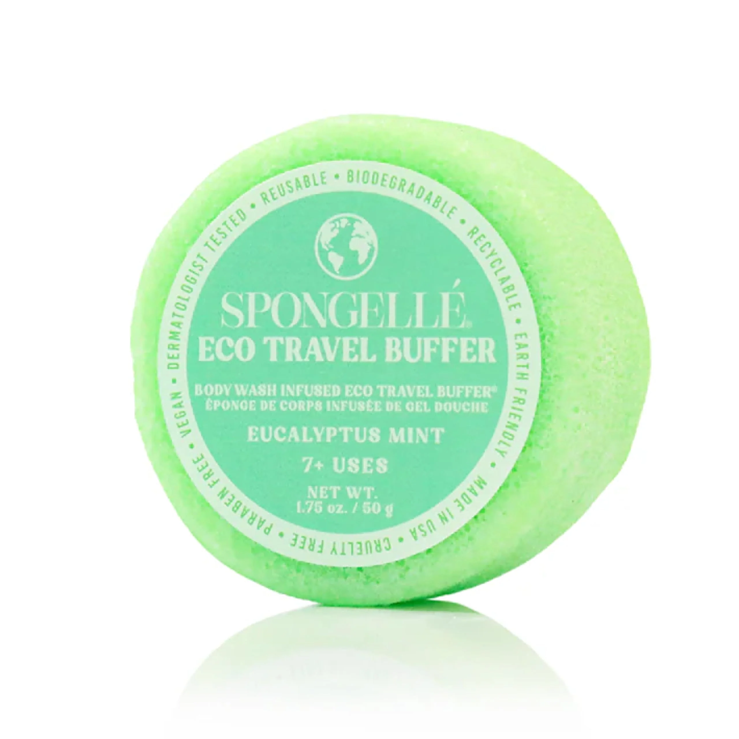 Modern Spongelle Eucalyptus Mint Eco Collection Travel Body Buffer Body Scrubber - Bath Shower Loofah for Men Women - Biodegradable Cruelty- Vegan Stylish