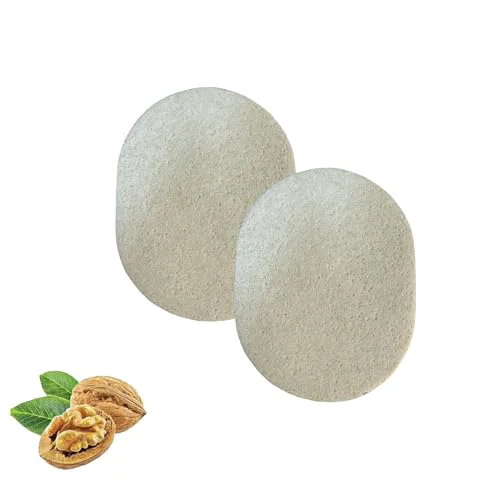 Lightweight Walnut Facial Exfoliating Sponges 2-Pack Certified