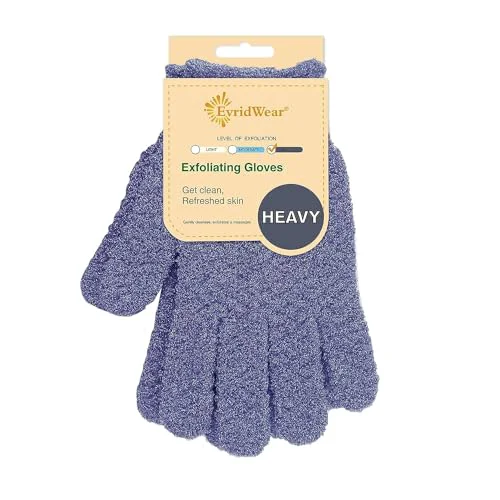 Detailed Evridwear Exfoliating Dual Texture Bath Gloves for Shower Spa Massage and Body Scrubs Dead Skin Cell Remover Gloves with Hanging Loop 1 Pair Fashionable