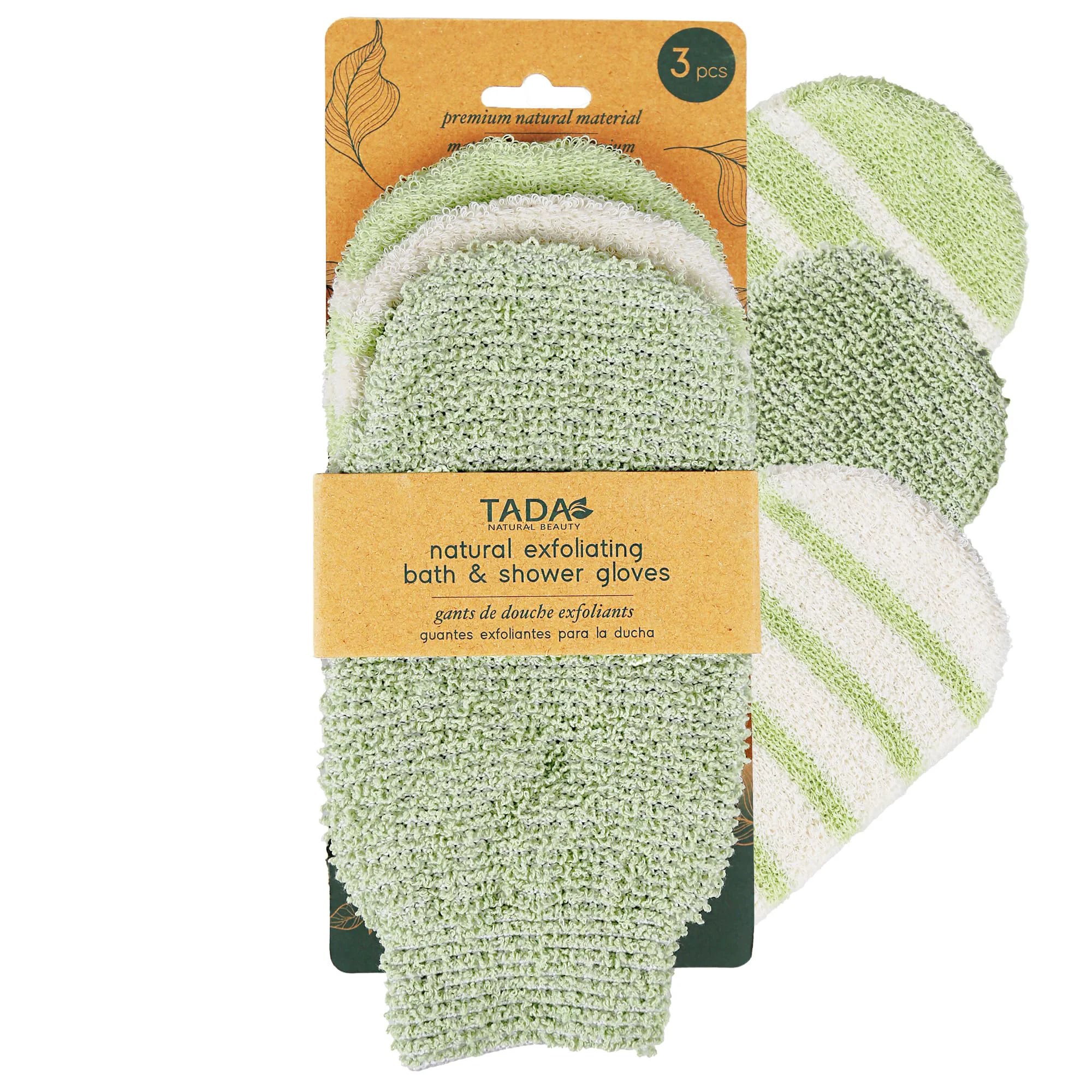 Versatile TADA BEAUTY Exfoliating Gloves Shower Body Scrubber Body Massage and Body Scrubs for Bath and Shower 3PK Green Expertly Made