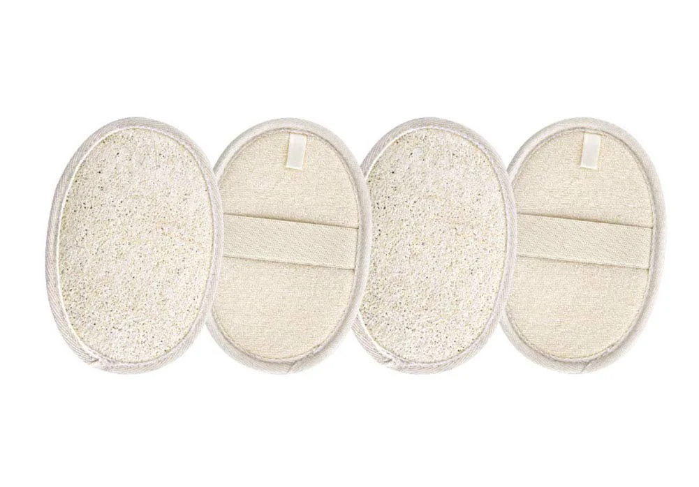 Proven AKOAK 4 Pcs Natural Loofah Toilet Bath Exfoliating Bath Towel Environmentally Friendly Bath Loofah Sponge Mat Premium Material